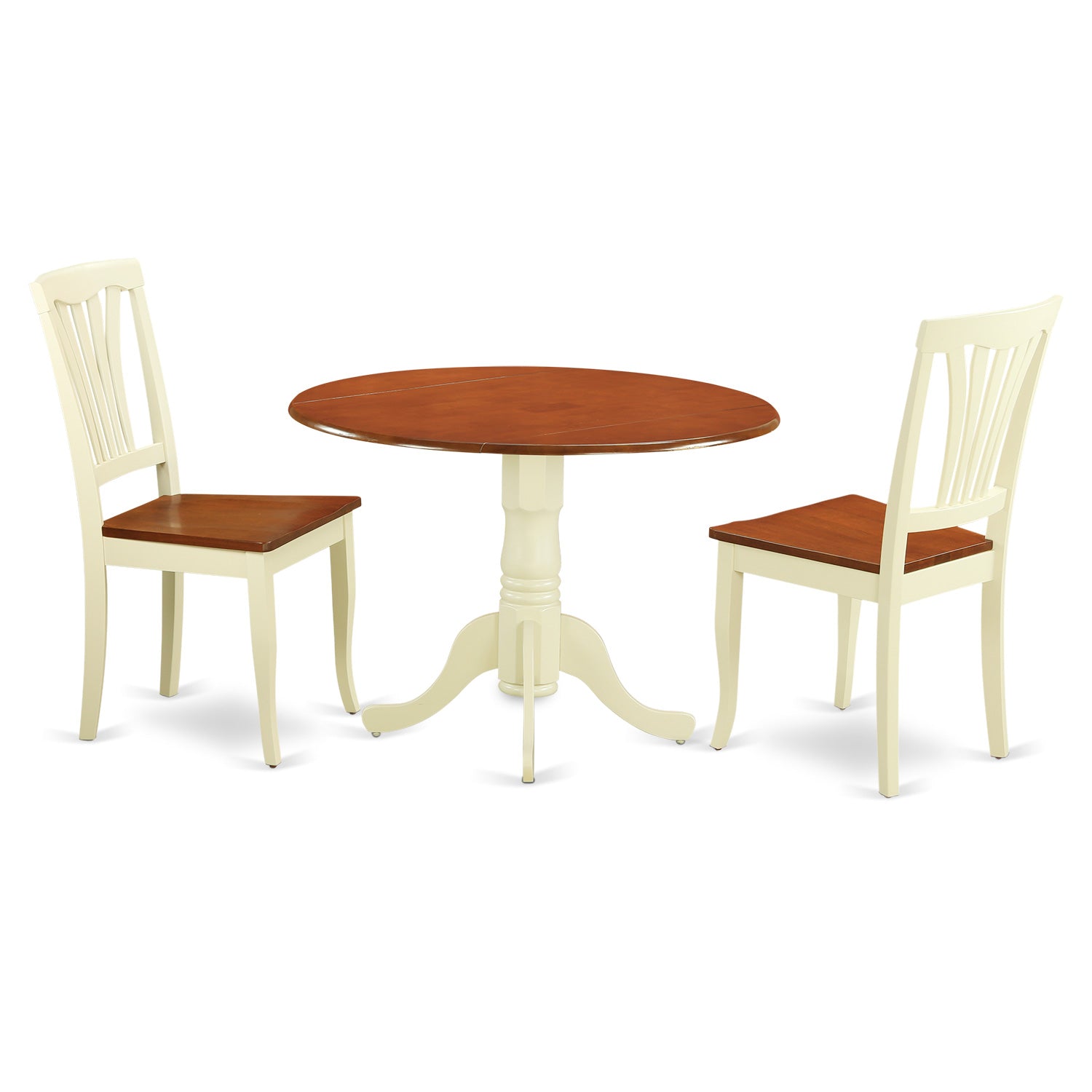 DLAV3-BMK-W 3 PC round Table set-Dining Table and 2 Kitchen Chairs