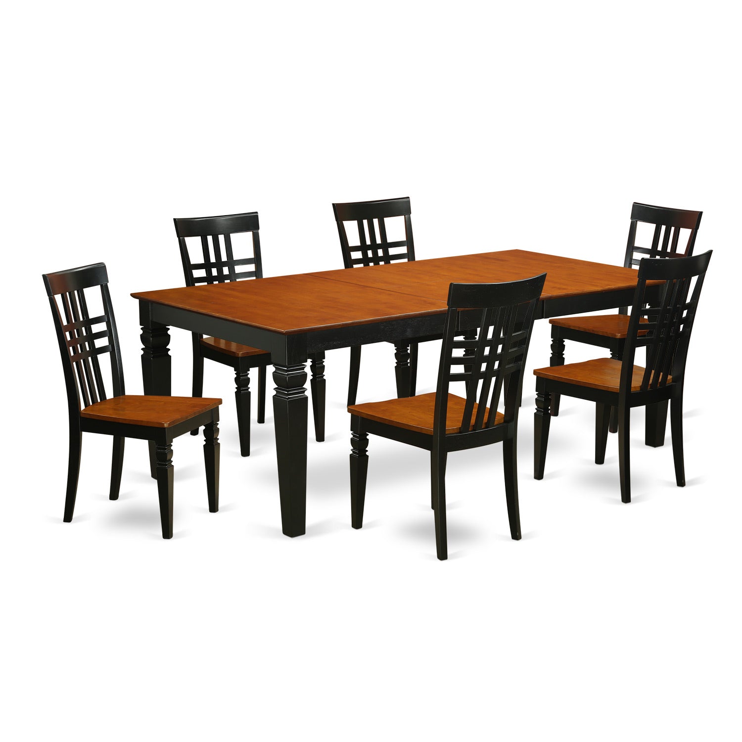 LGLG7-BCH-W 7 PcTable and chair set with a Table and 6 Dining Chairs in Black and Cherry