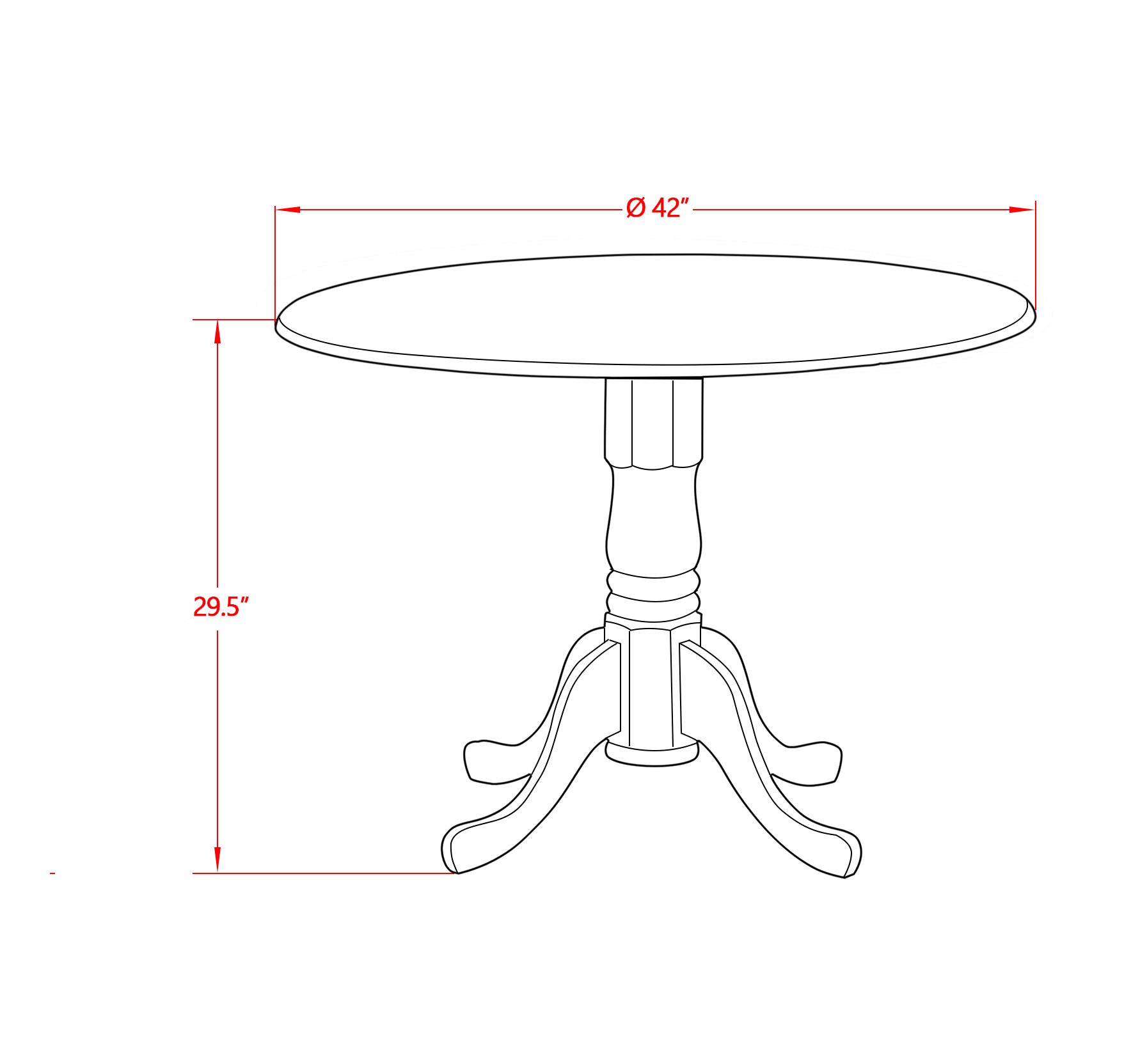 DMT-NBK-TP Dublin Dining Table Made of Acacia Wood offering Wood Texture with Two 9 Inch Drop Leaves, 42 Inch Round, Wirebrushed Black Pedestal