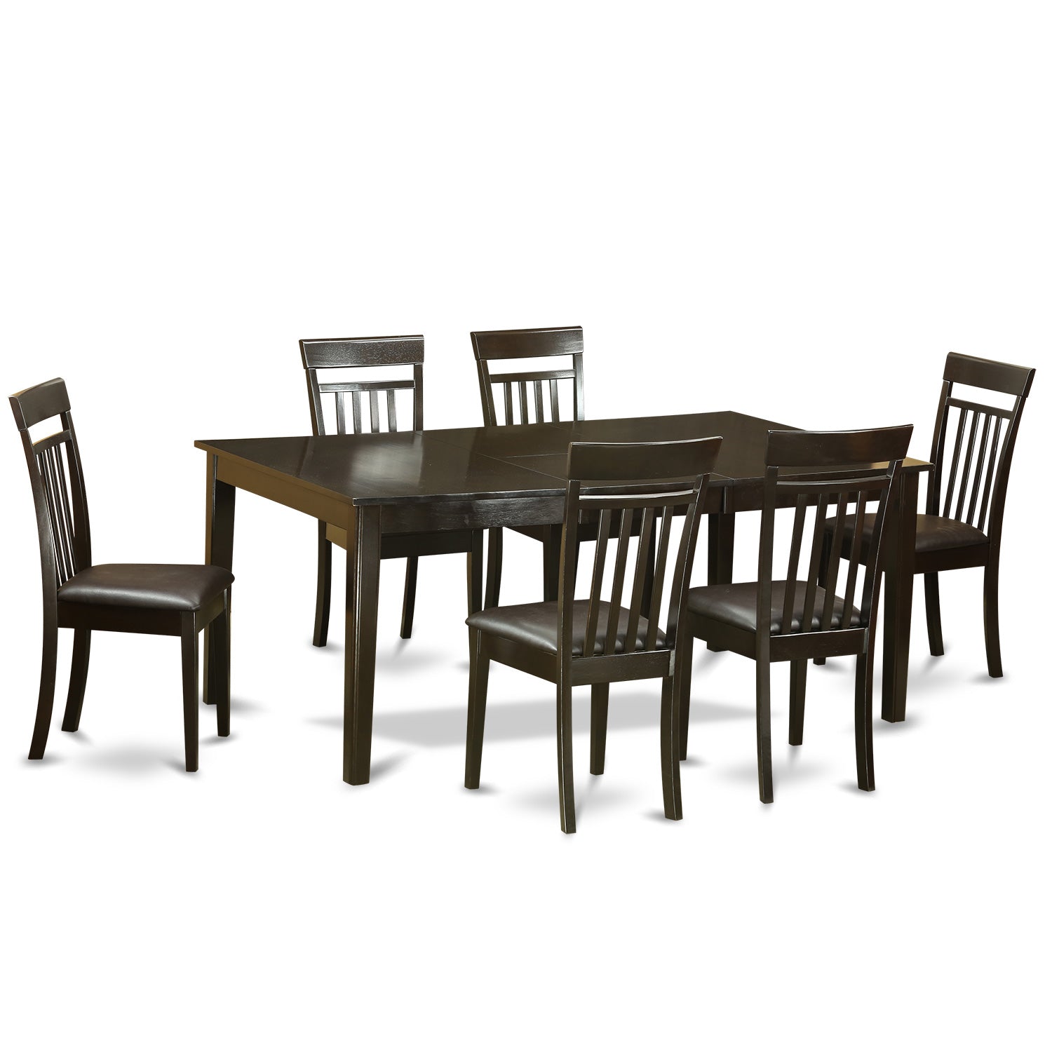 HECA7-CAP-LC 7 Pc Dining room set-Table with Leaf and 6 Dinette Chairs.