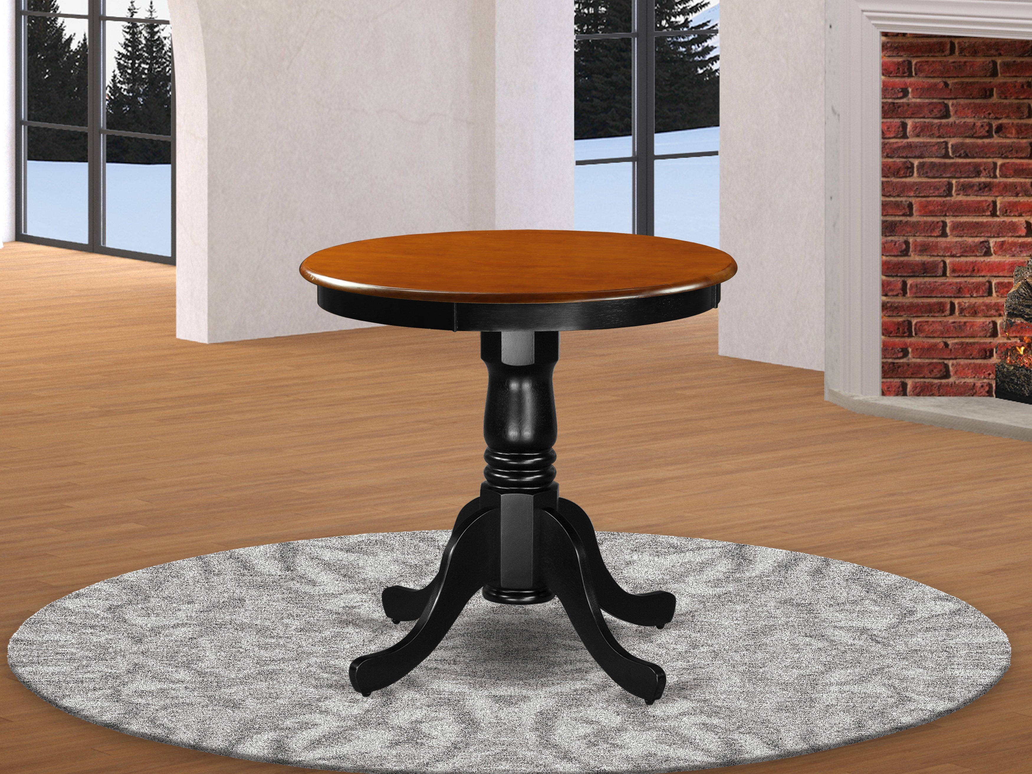 EMT-BCH-TP Edan Dining Table Made of Rubber Wood, 30 Inch Round, Black and Cherry Finish