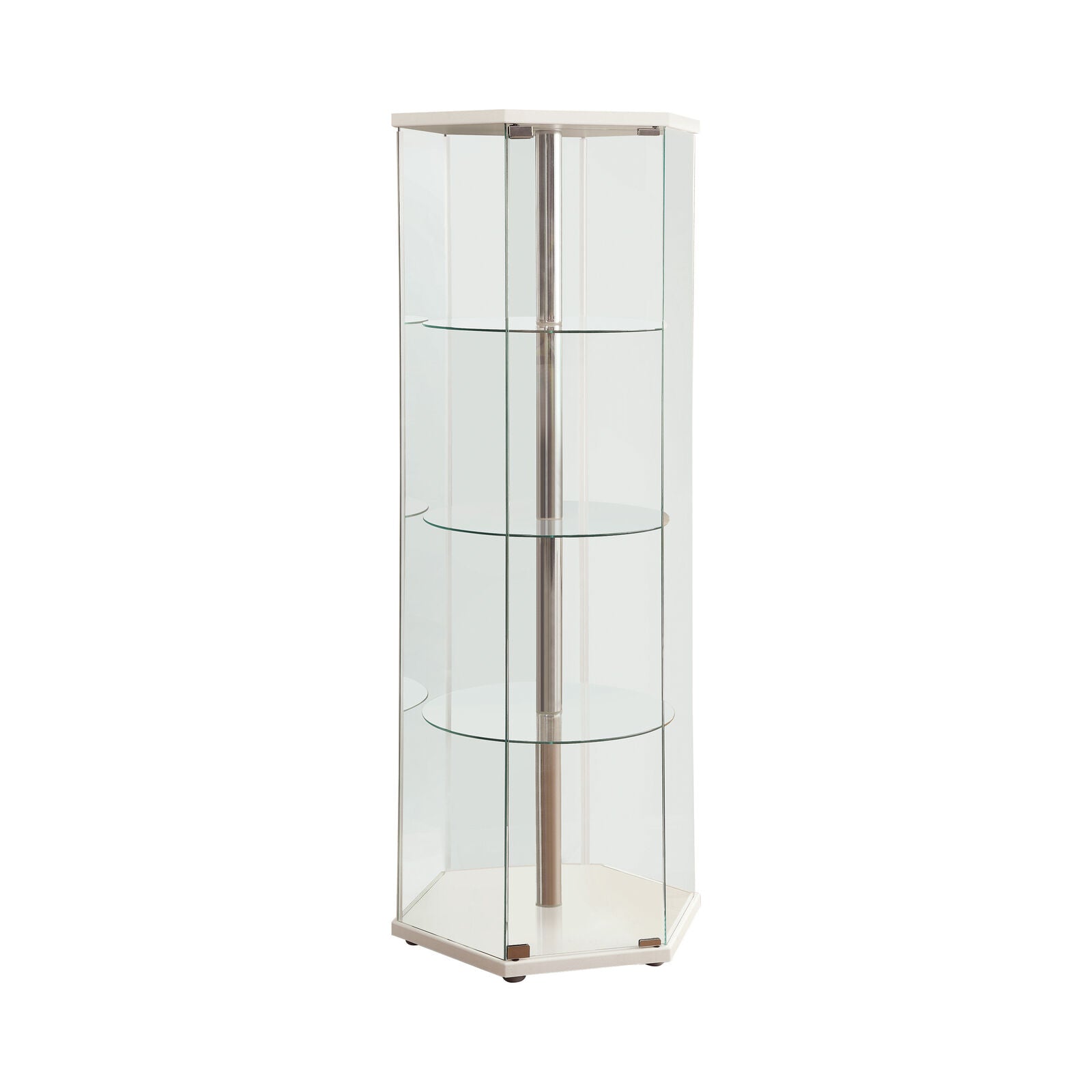 Zaha 4-shelf Hexagon Shaped Curio Cabinet White and Clear