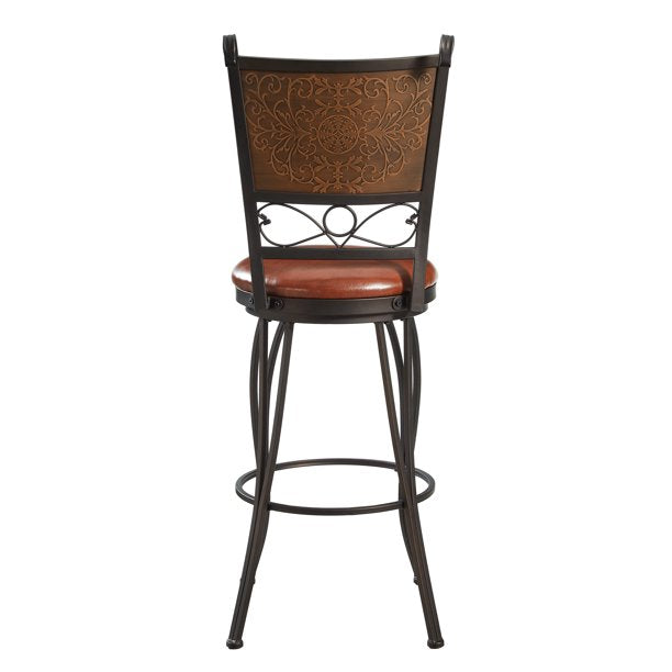 Powell Muted Copper Stamped Back Bar Stool, Bronze
