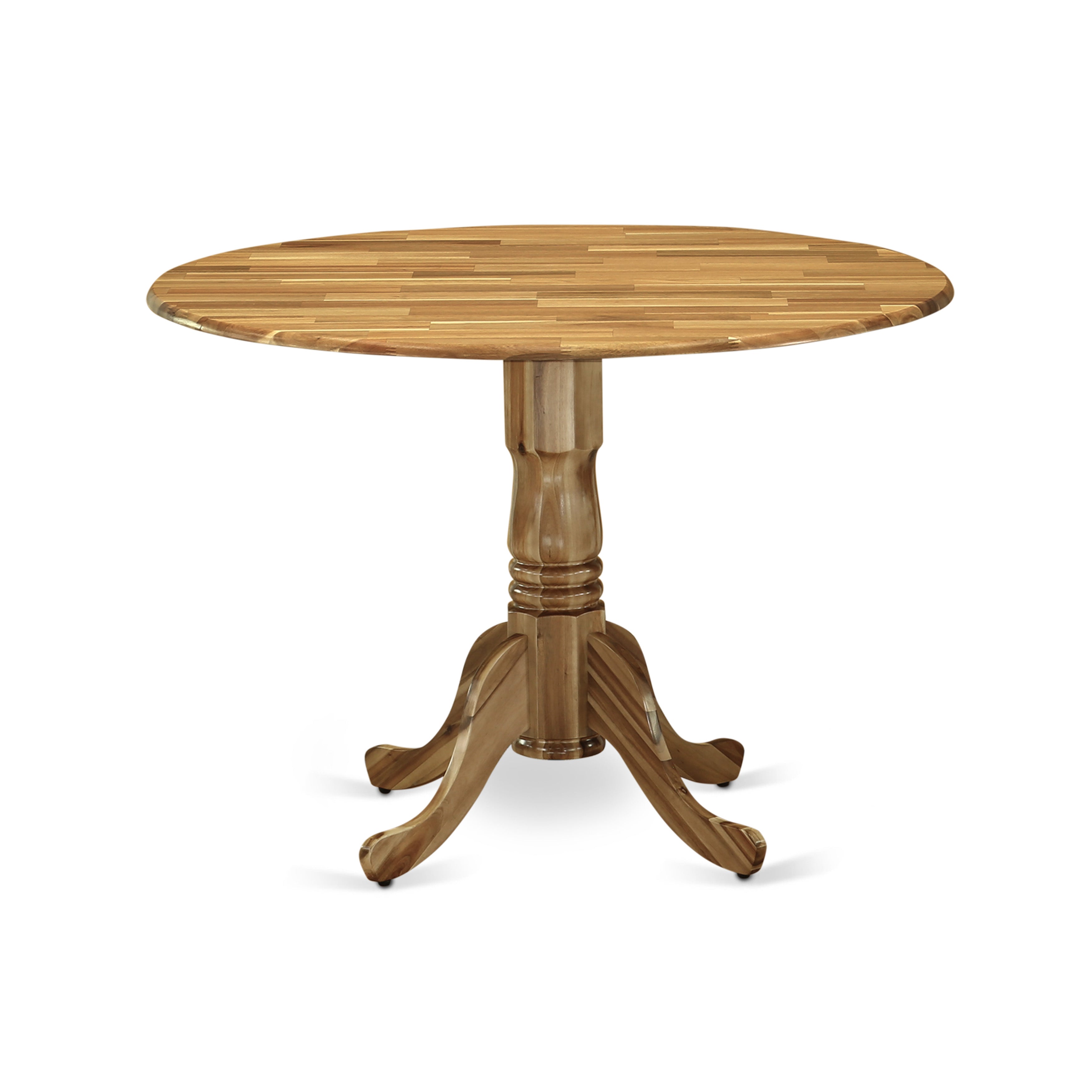 DLT-ANA-TP Dublin Dining Table Made of Acacia Wood with Two 9 Inch Drop Leaves, 42 Inch Round, Wood Texture