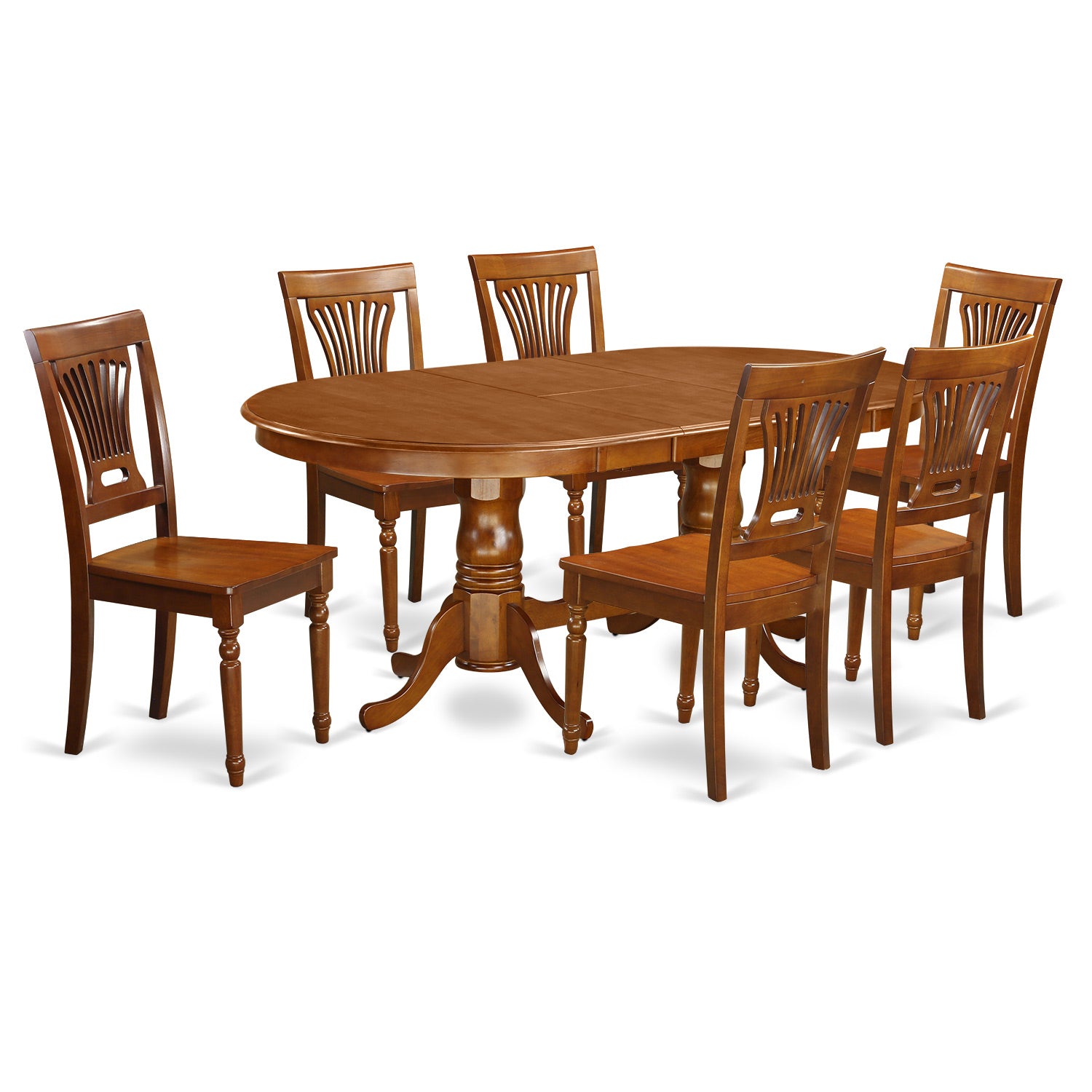 PLAI7-SBR-W 7 PC Dining room set-Dining Table and 6 Dining Chairs