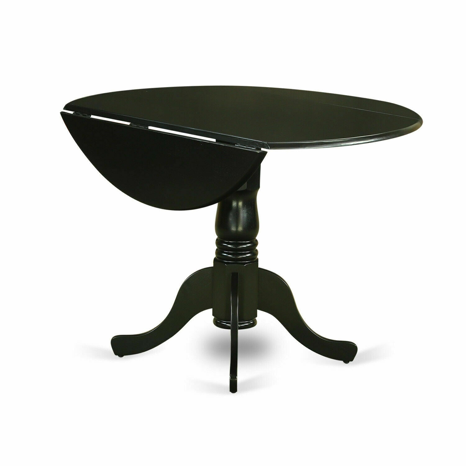 Dublin Black 3 Piece 42" Drop Leaf Dining Table Set with Wooden Seat Chairs