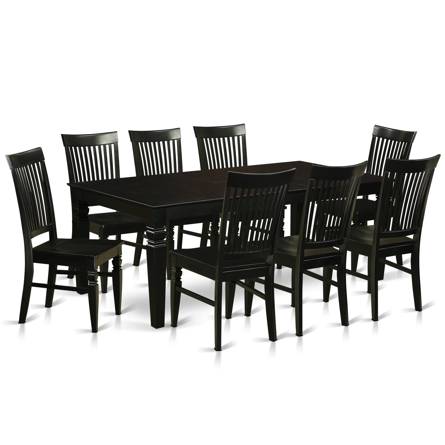 LGWE9-BLK-W 9 Pc Dining set with a Dining Table and 8 Wood Kitchen Chairs in Black