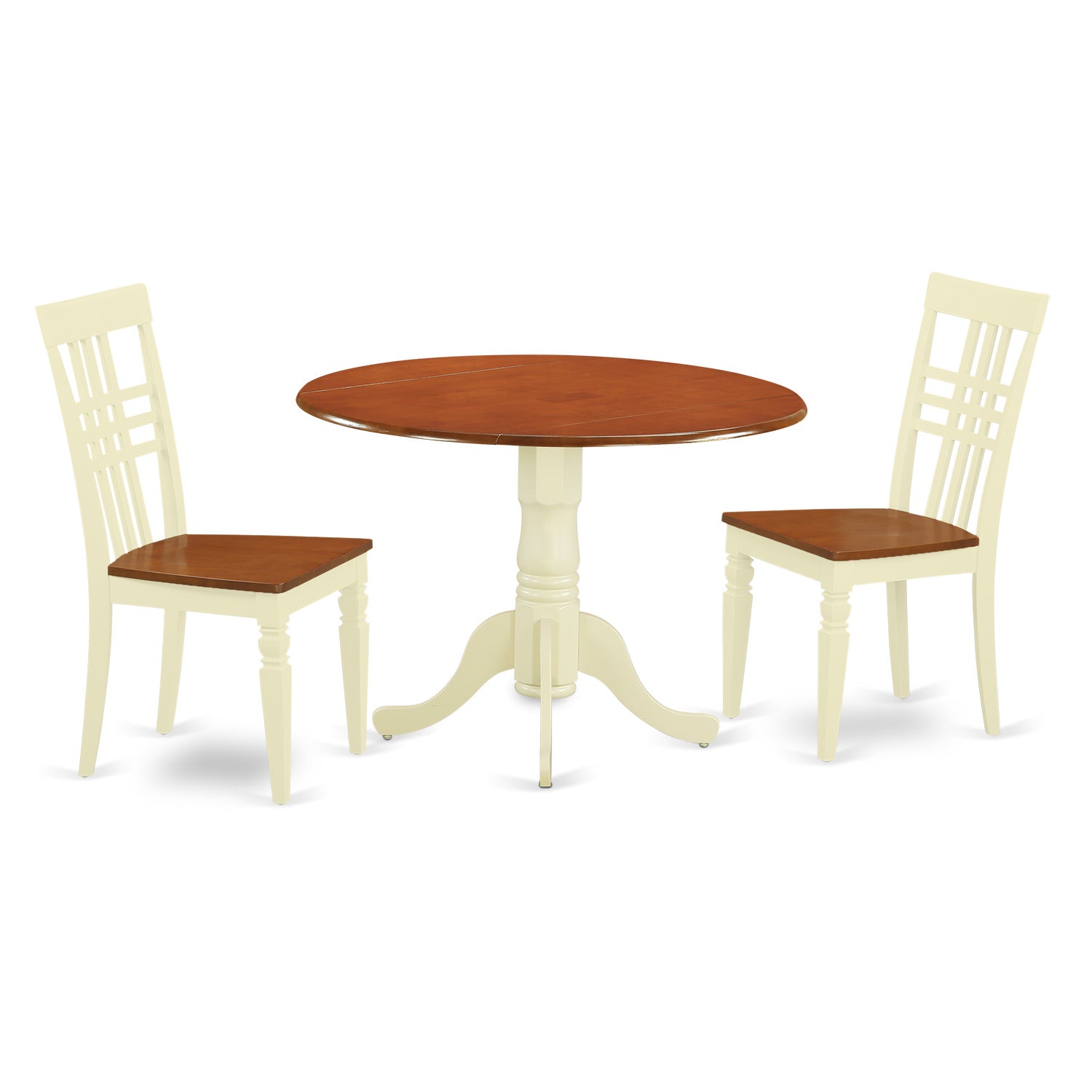 DLLG3-BMK-W 3 Pc Dinette Table set with a Table and 2 Dining Chairs in Buttermilk and Cherry