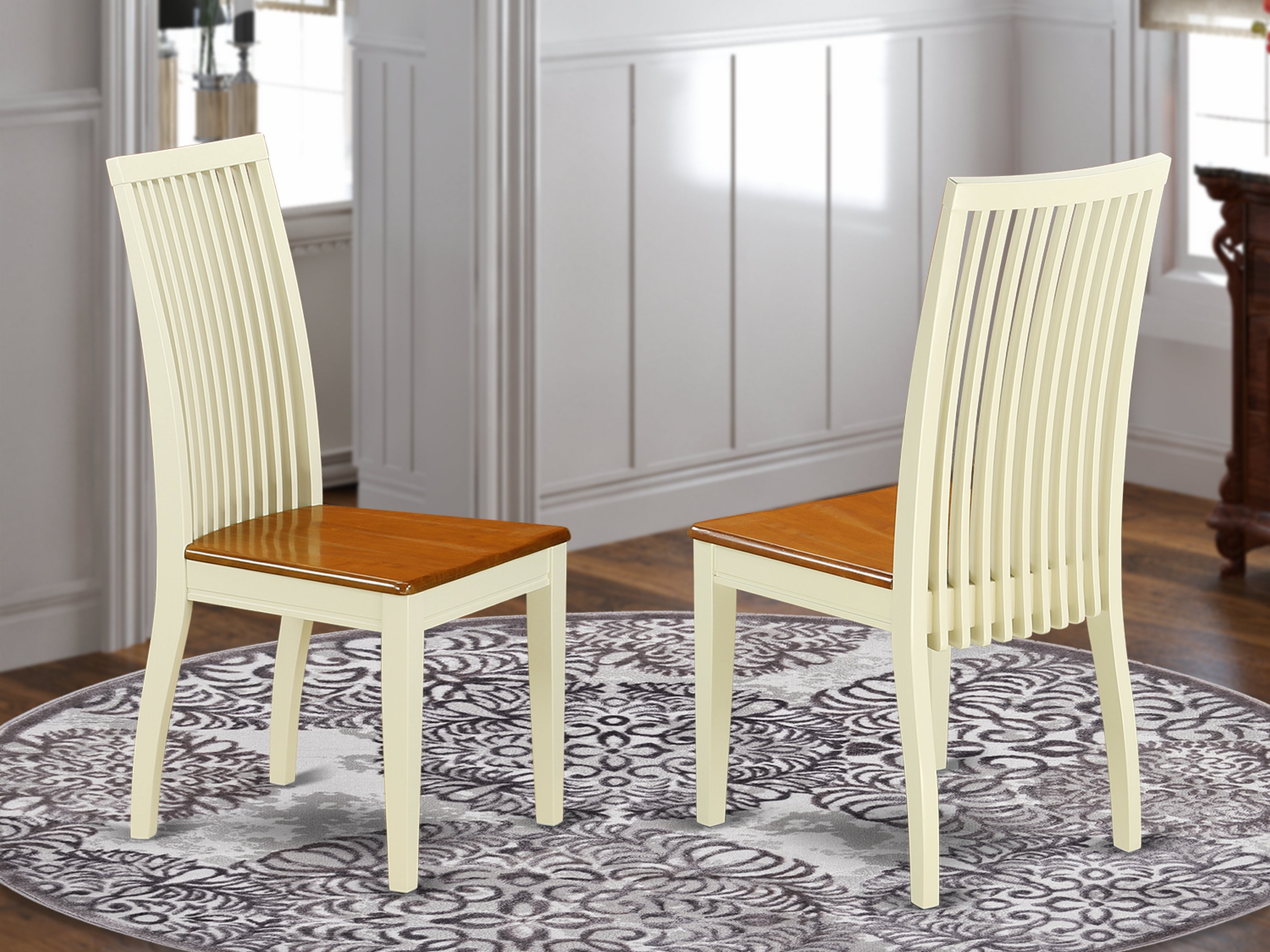 IPC-BMK-W Ipswich Dining chair with slatted back in buttermilk & cherry