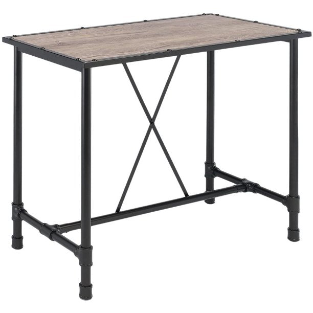 ACME Industrial Style Caitlin Bar Table, Rustic Oak and Black