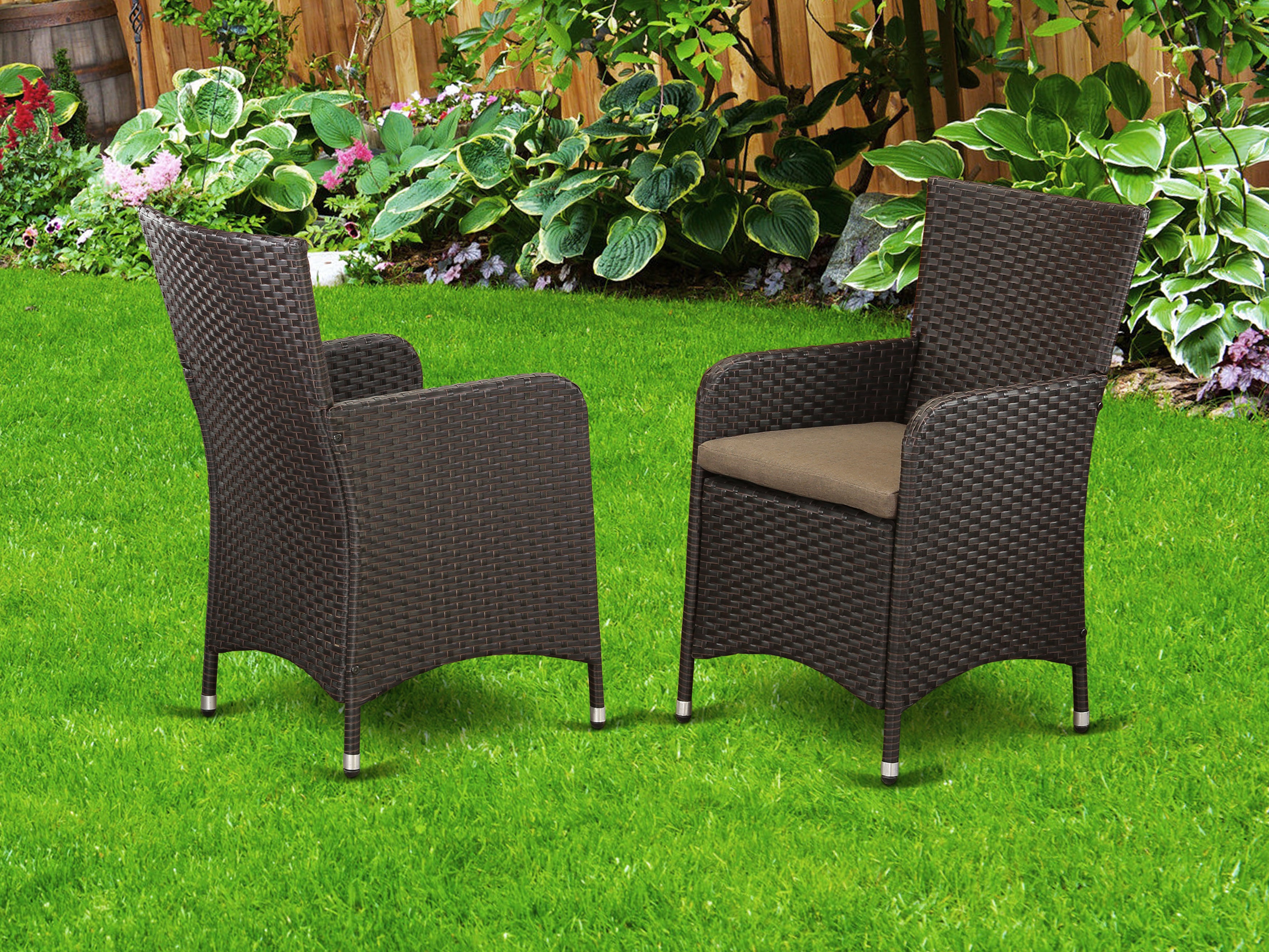 HLUC163S Outdoor-Furniture Wicker Patio Chair in Dark Brown Finish