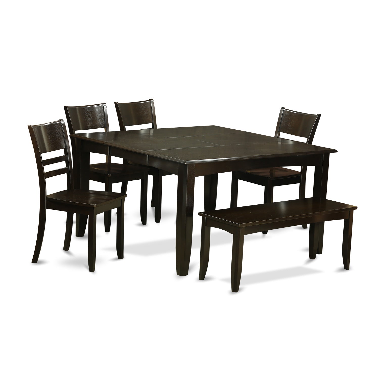 PFLY6-CAP-W 6 Pc Kitchen Table with bench-Table with Leaf and 4 Kitchen chair Plus Bench.