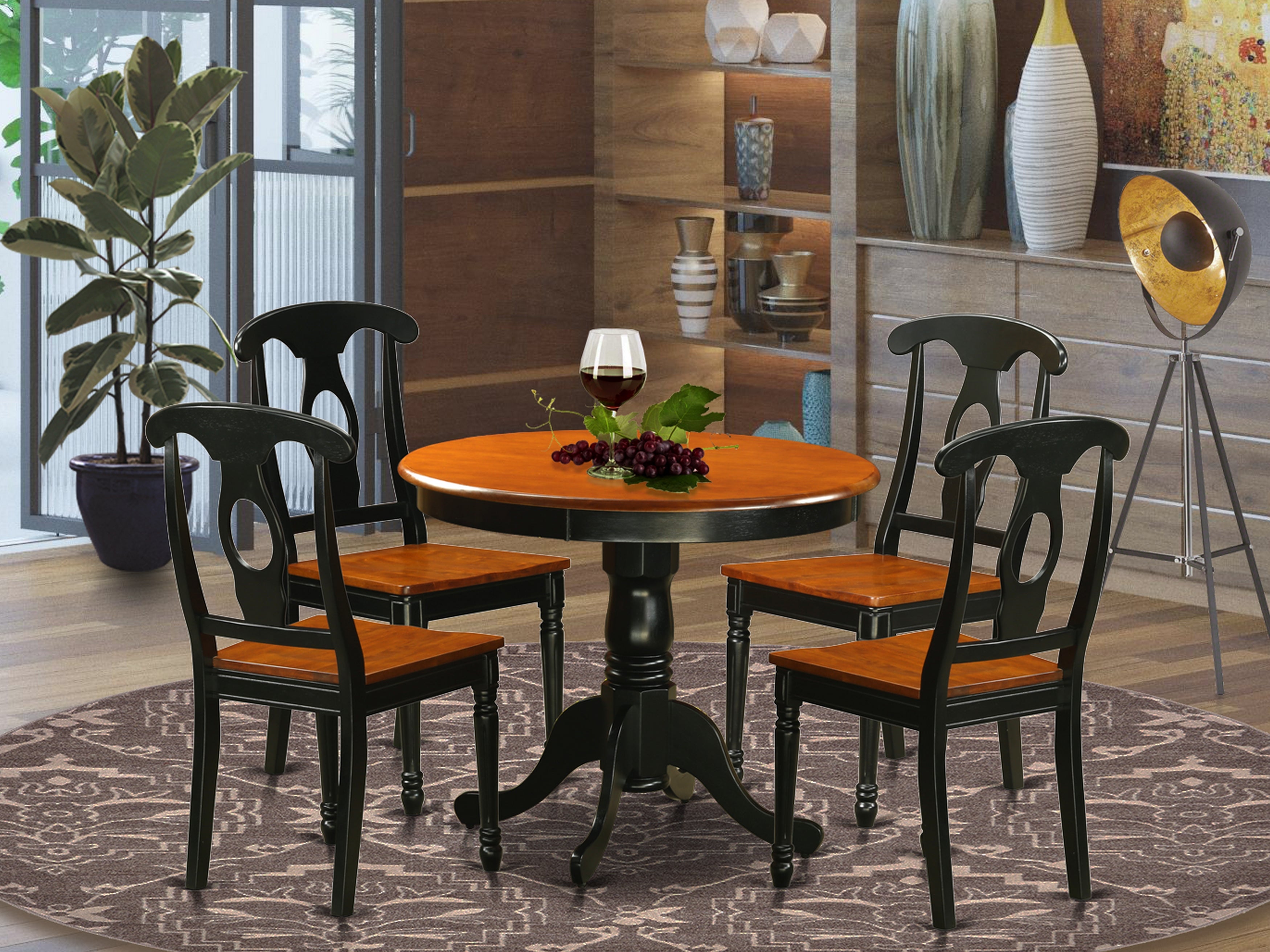 ANKE5-BLK-W 5 PC Dining set including 4 Wood Chairs in Black