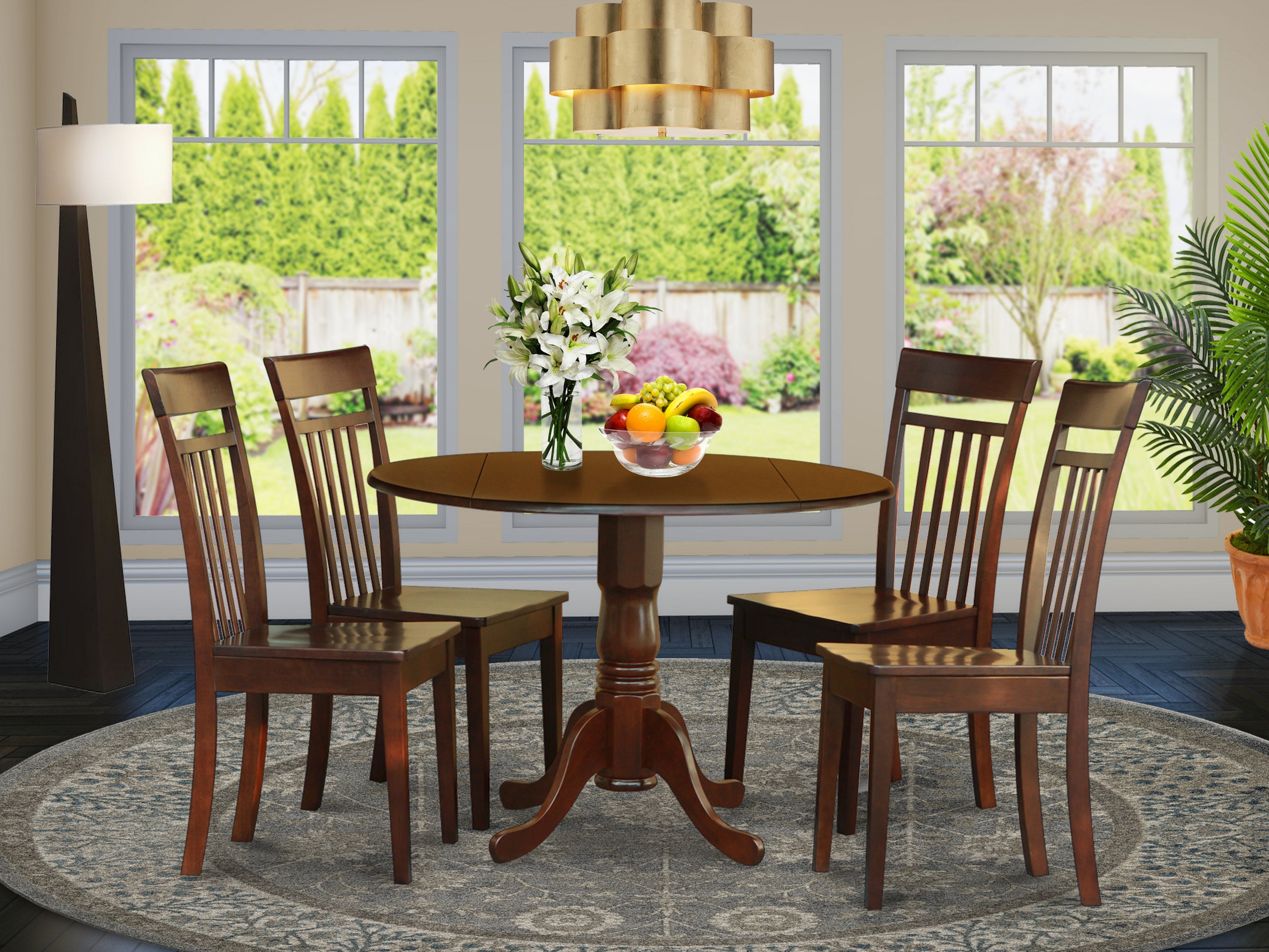 DLCA5-MAH-W 5 Pc Kitchen nook Dining set-small Table and 4 Dining Chairs
