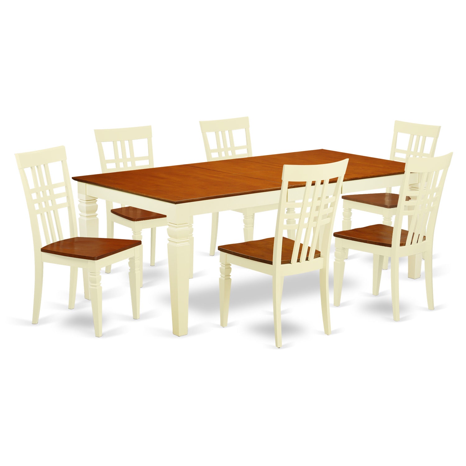 LGLG7-BMK-W 7 PcKitchen dinette set with a Table and 6 Dining Chairs in Buttermilk and Cherry