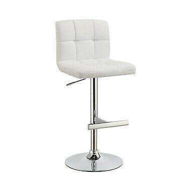 Adjustable Height Tufted Bar Stools With Footrest Chrome And White (Set Of 2)