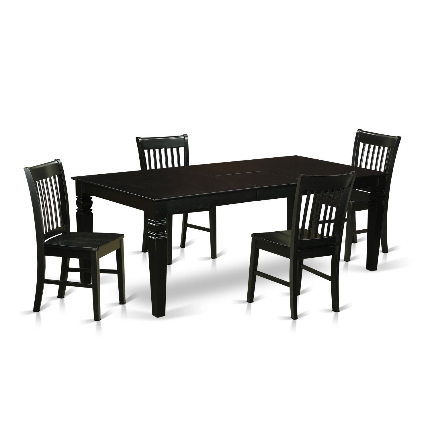 LGNO5-BLK-W 5 Pc Dinette set with a Dining Table and 4 Wood Dining Chairs in Black