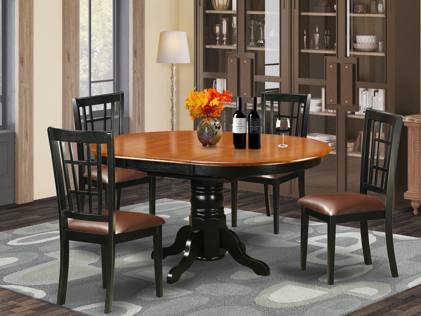 KENI5-BCH-LC 5 PC Kitchen Table set-Dining Table with 4 Wooden Kitchen Chairs