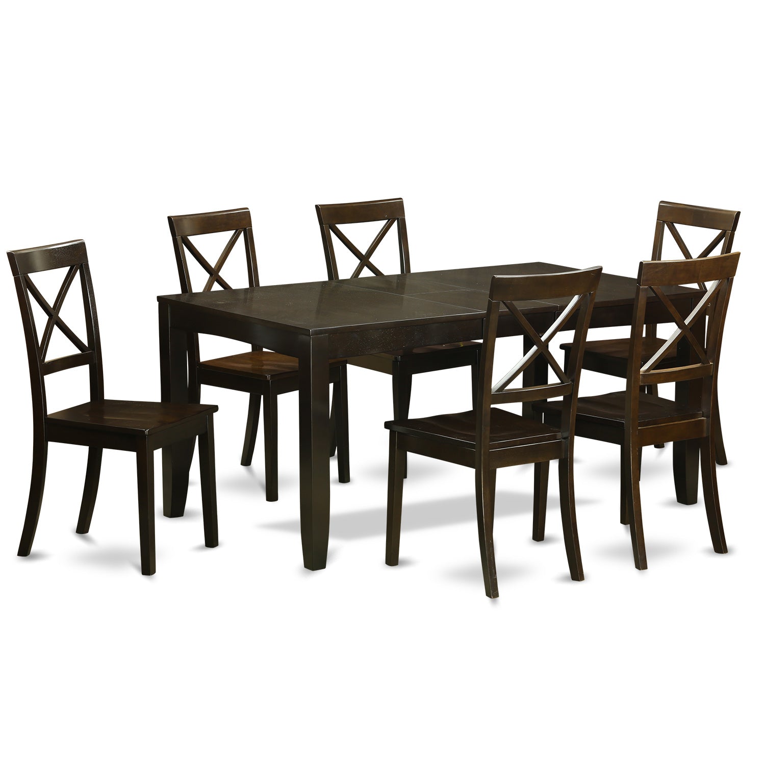 LYBO7-CAP-W 7 PC formal Dining room set-Dining Table with Leaf 6 Chairs for Dining room