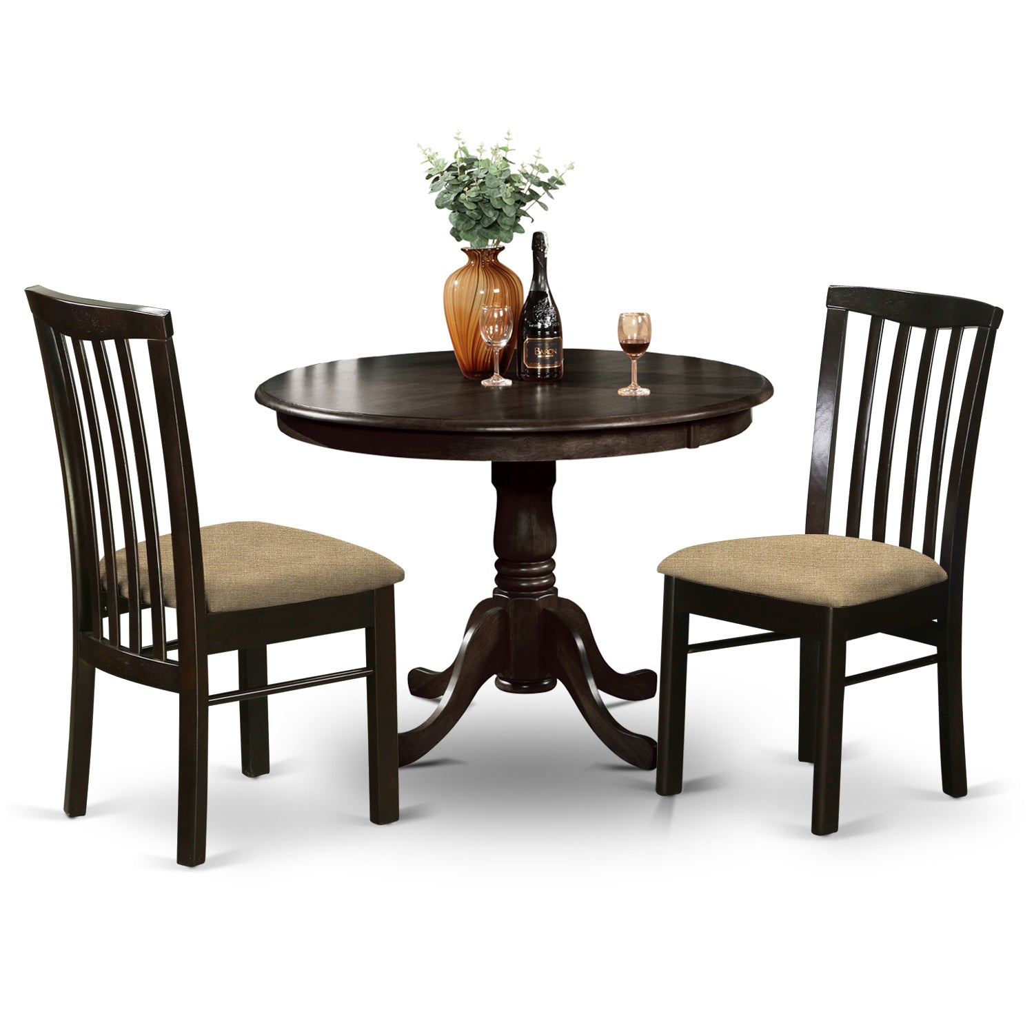HART3-CAP-C 3 PC small Kitchen Table and Chairs set-Table Round Table and 2 Dining Chairs