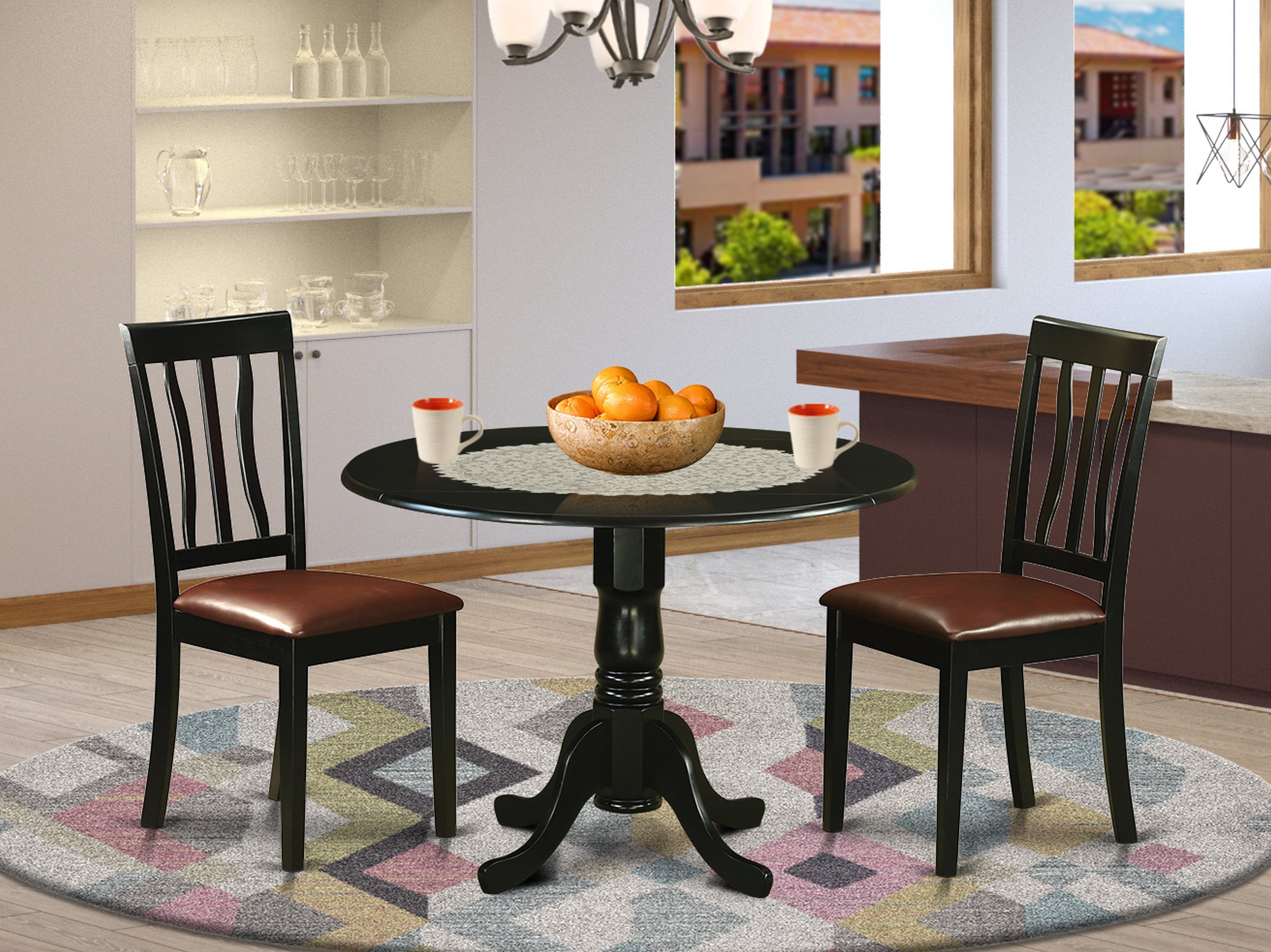 DLAN3-BLK-LC 3 Pc Dining room set for 2-Dining Table and 2 Dining Chairs