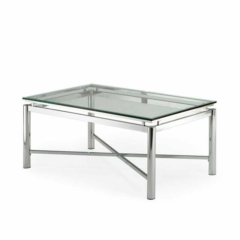 Nova Contemporary Glass Top and Chrome Base Cocktail Coffee Table