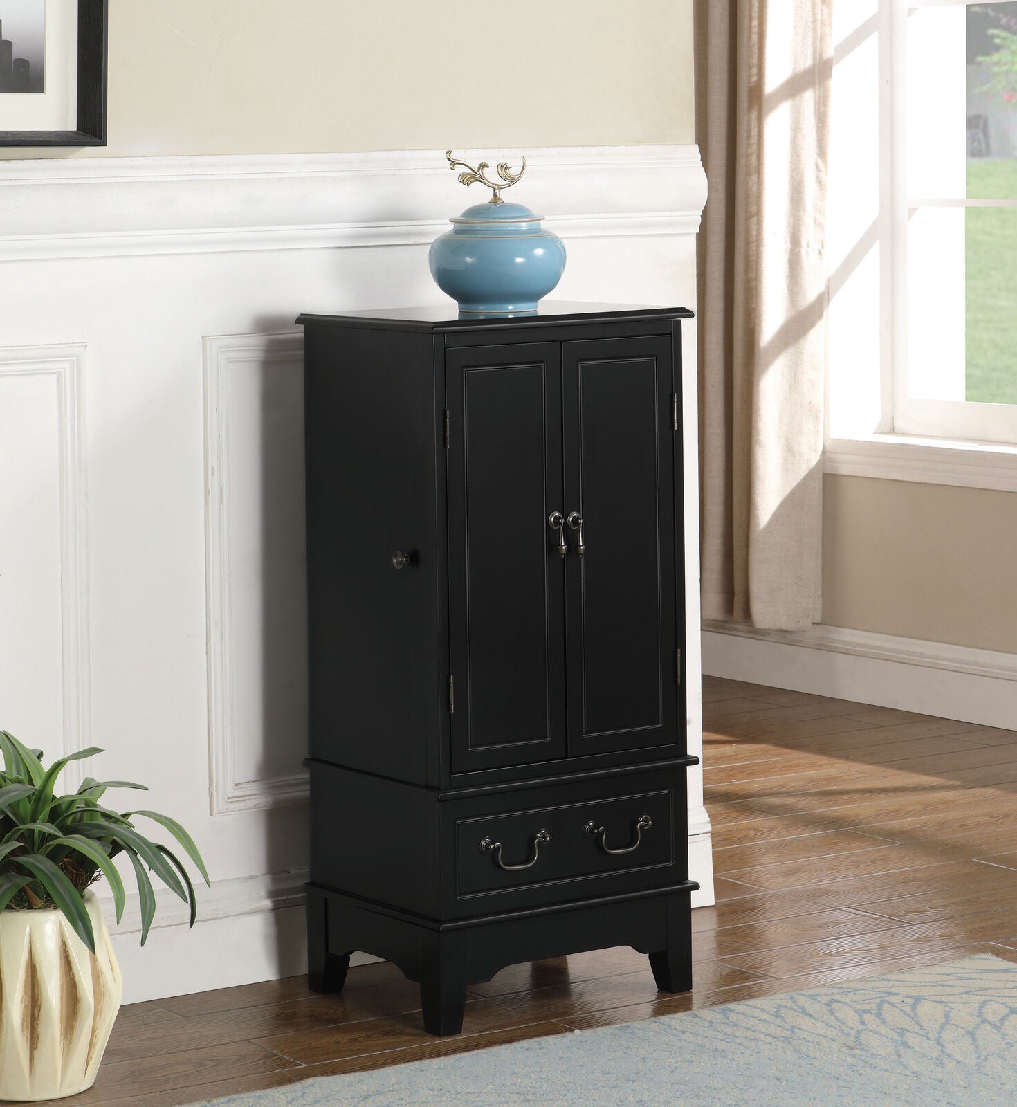 Coaster 5-Drawer Contemporary Jewelry Armoire Lingerie Chest Black 900095