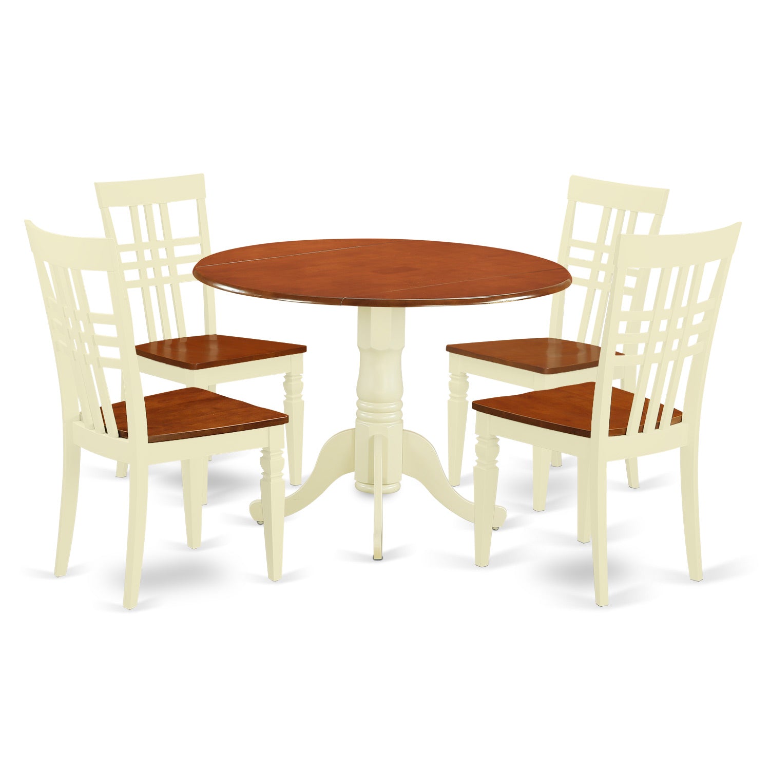 DLLG5-BMK-W 5 PC Dinette Table set with a Dining Table and 4 Dining Chairs in Buttermilk and Cherry