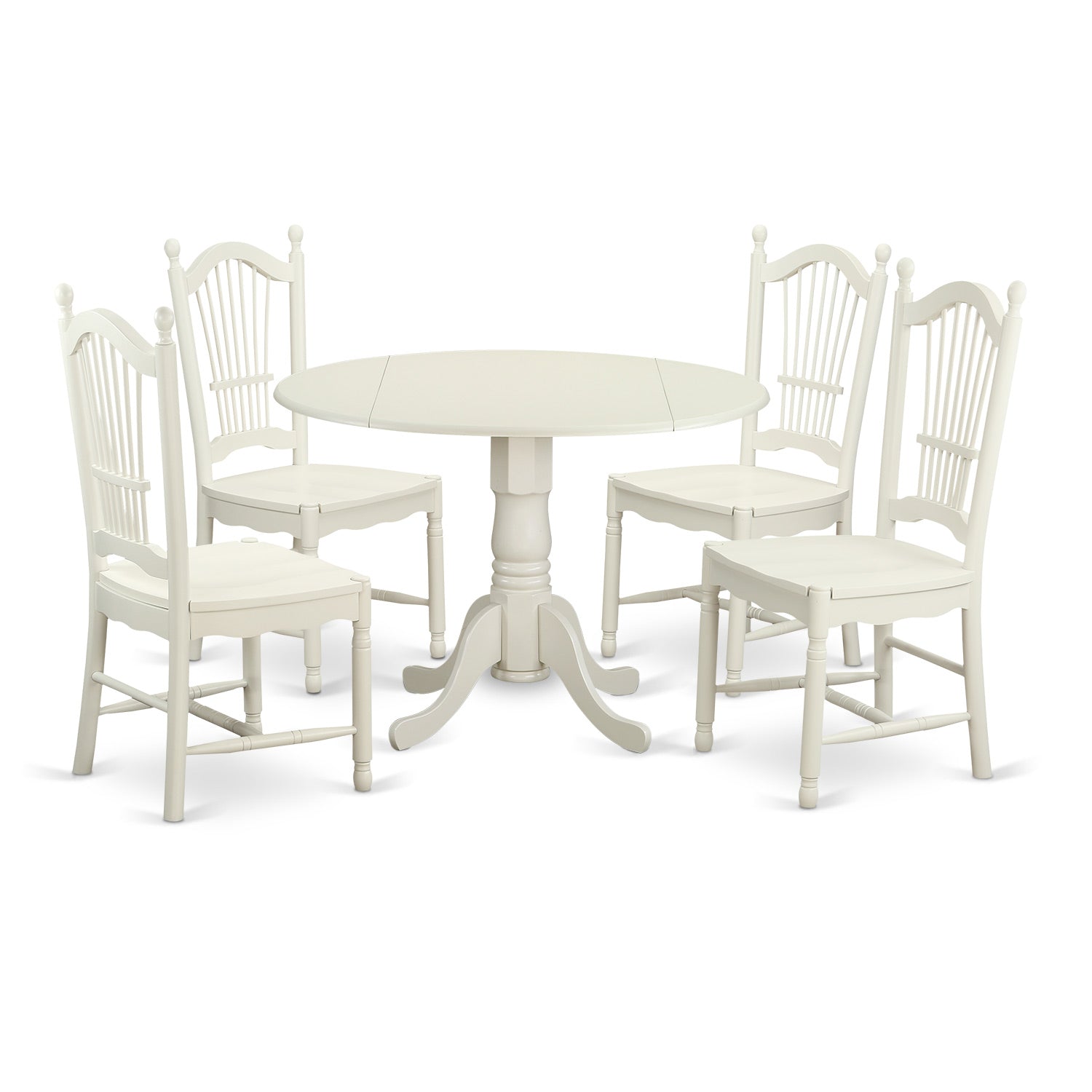 DLDO5-WHI-W 5 PC Table and Chairs set for 4-Dinette Table and 4 Dining Chairs
