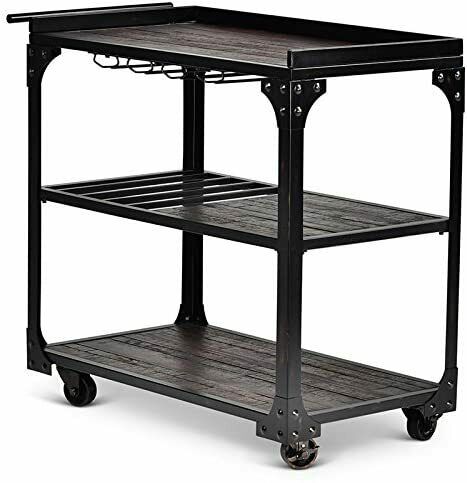 Sherlock Bar Game Room Server Cart in Tobacco Brown and Black Frame