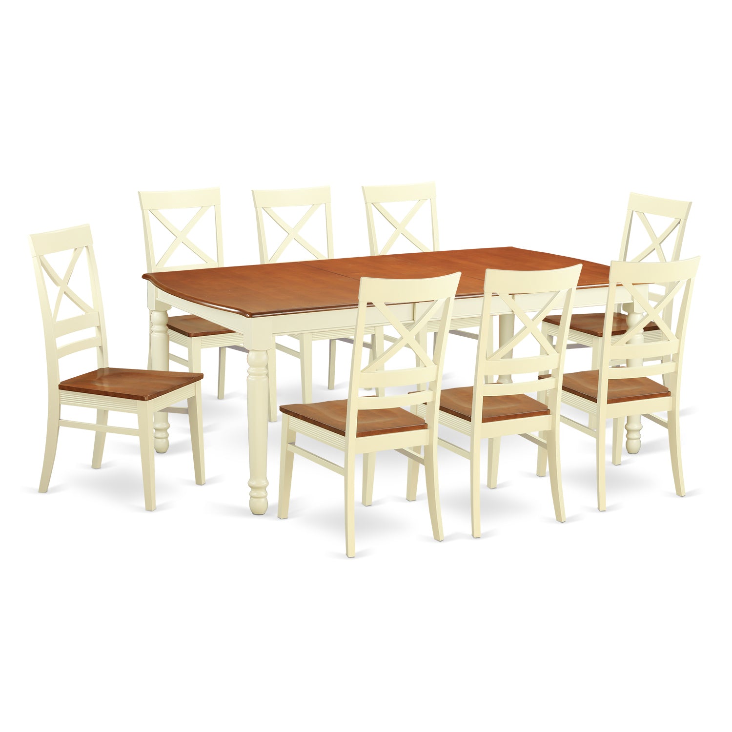 DOQU9-WHI-W 9 Pc Dining room set -Table and 8 Dining Chairs
