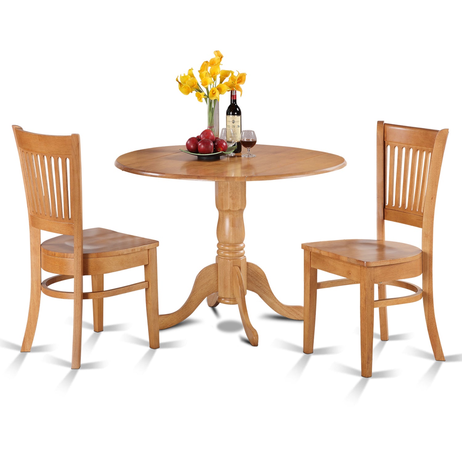 DLVA3-OAK-W 3 Pc Kitchen nook Dining set-small Table and 2 dinette Chairs Chairs