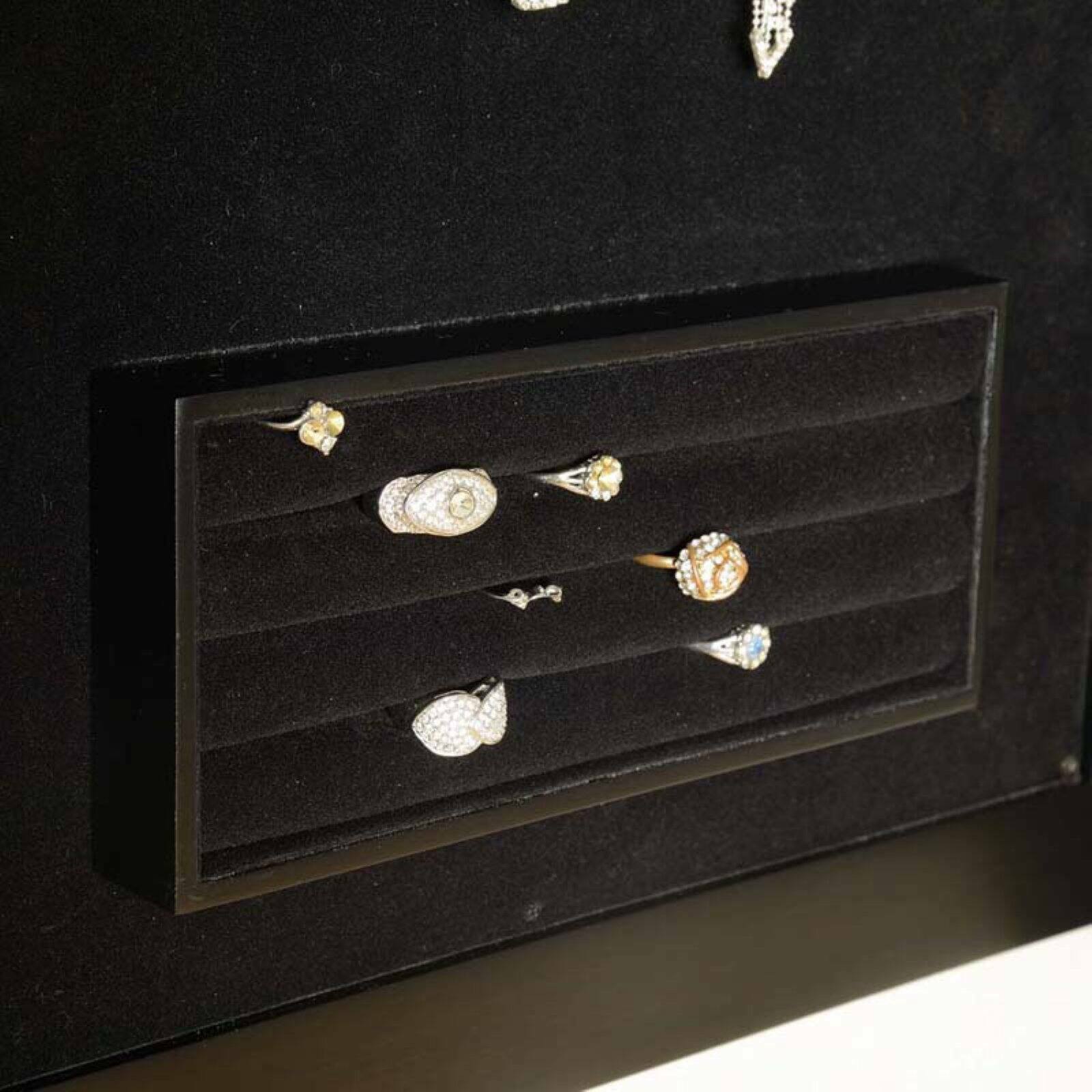 Morris Lockable Wall-Mount Jewelry Armoire / Mirror Multiple Compartments Coffee