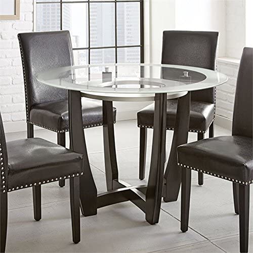 Steve Silver Verano 45" Round Glass Top Dining Table in Espresso Finish Base
