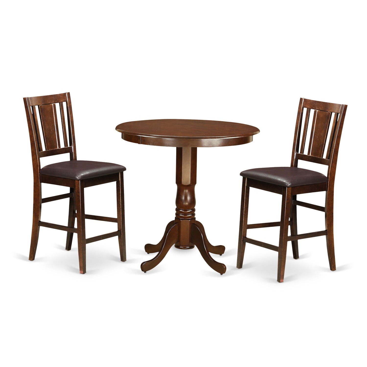 JABU3-MAH-LC 3 Pc counter height set- high Table and 2 Dining Chairs