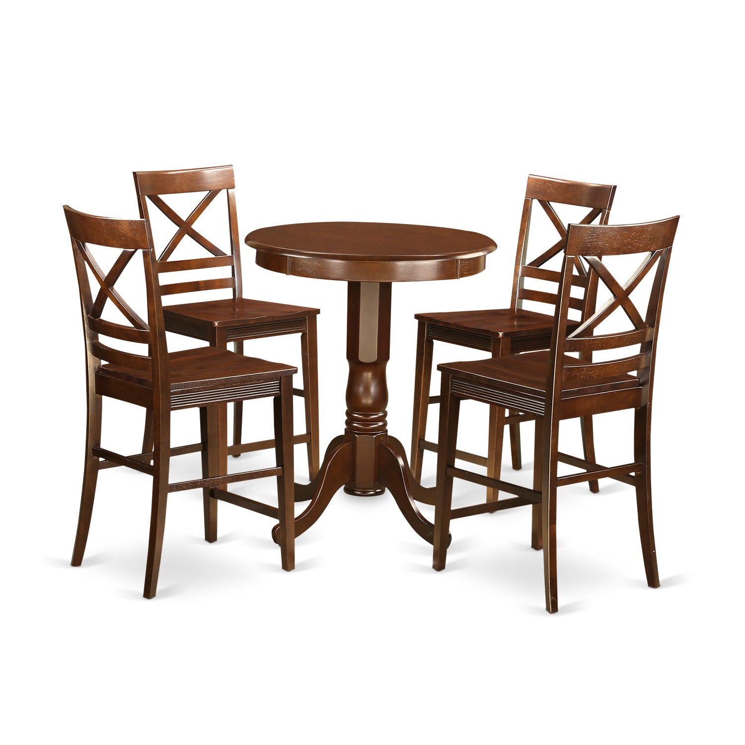 EDQU5-MAH-W 5 Pc counter height Dining set-pub Table and 4 Dining Chairs.