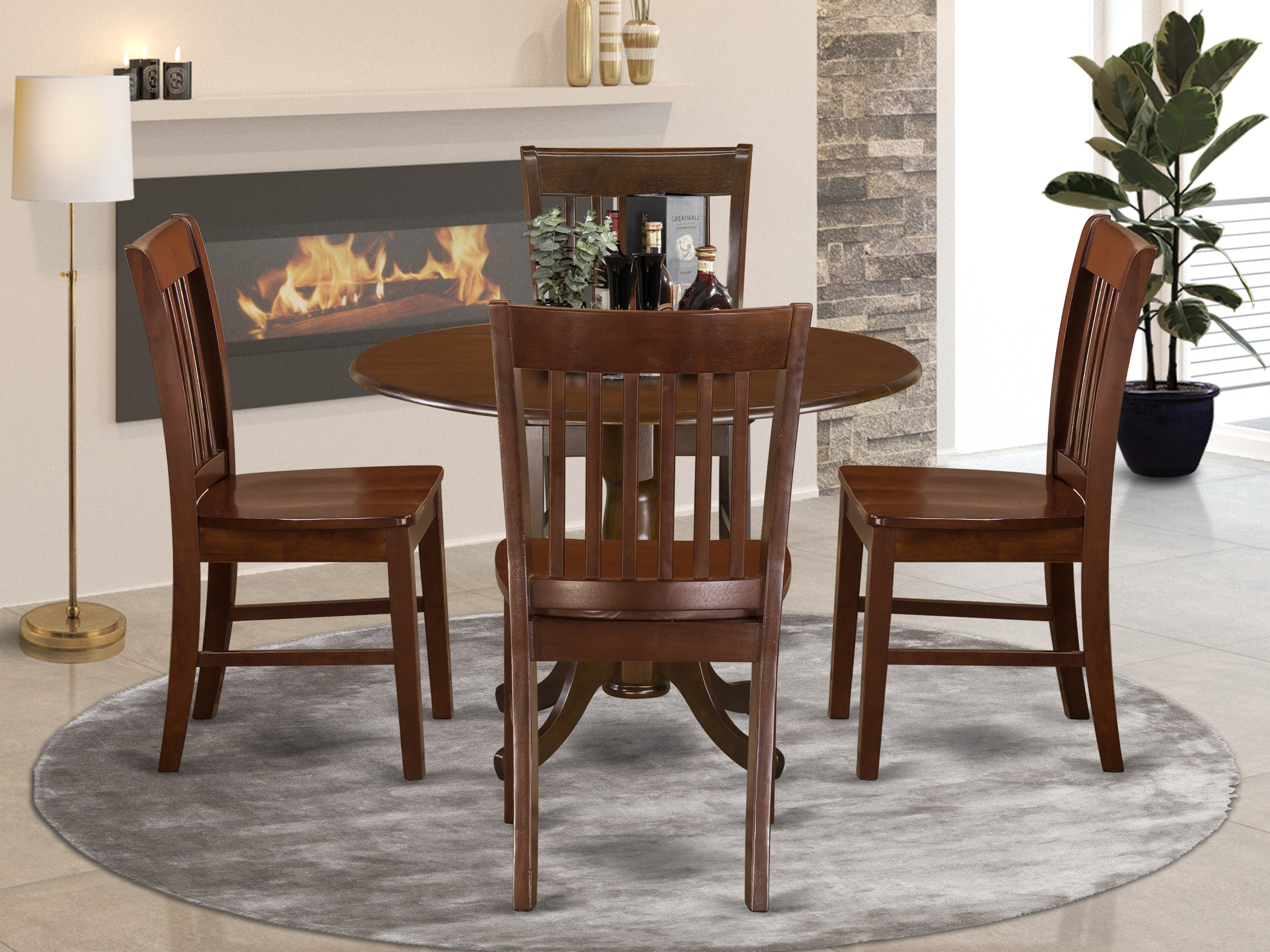 DLNO5-MAH-W 5 Pc small Kitchen Table and Chairs set-small Kitchen Table plus 4 Kitchen Chairs