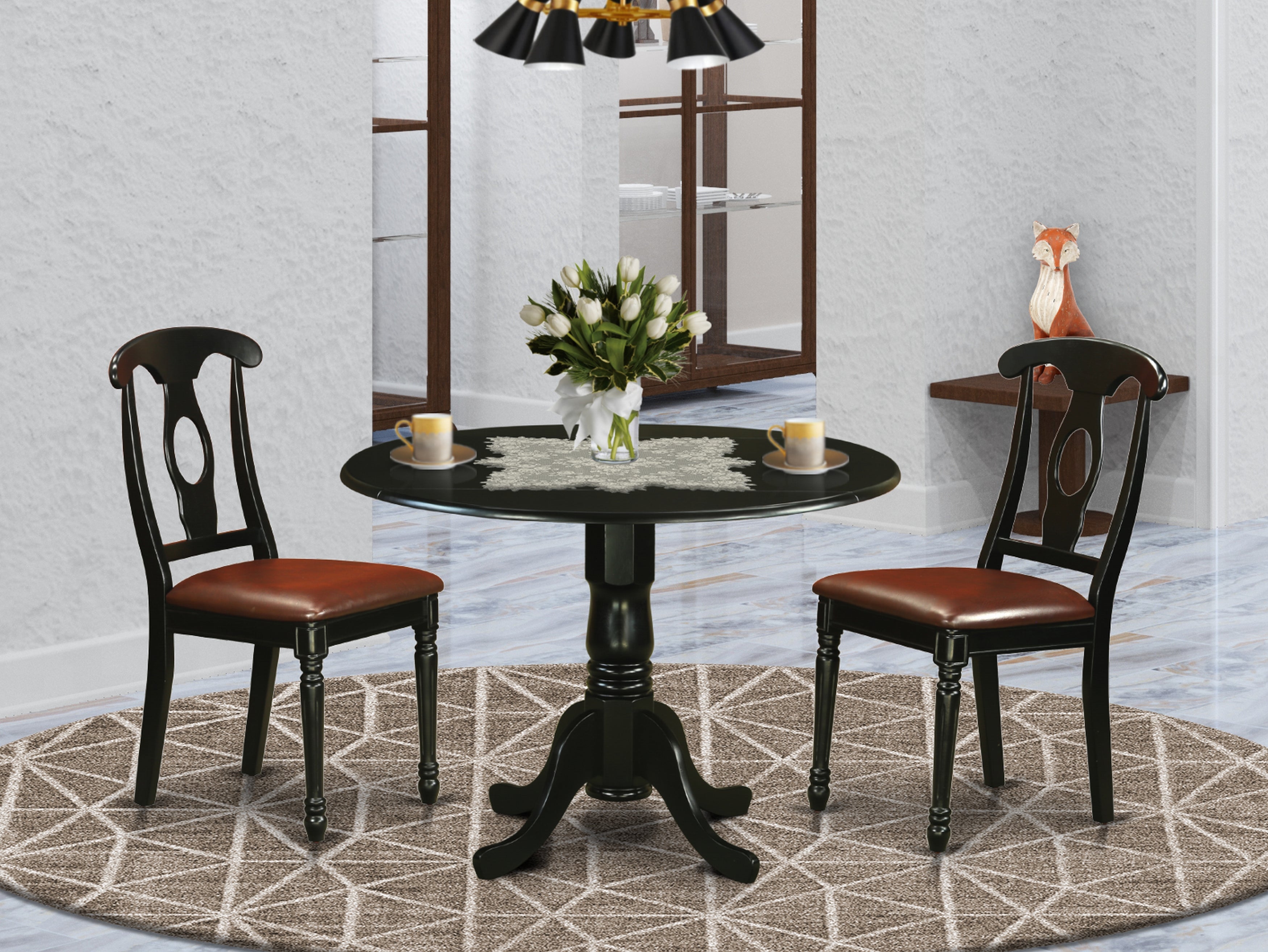 DLKE3-BLK-LC 3 Pc Dining room set-Dinette Table and 2 dinette Chairs