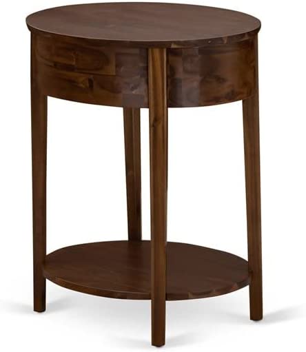Solid Wood HI-08-ET Wooden Nightstand Accent Table with Drawer Antique Walnut Finish