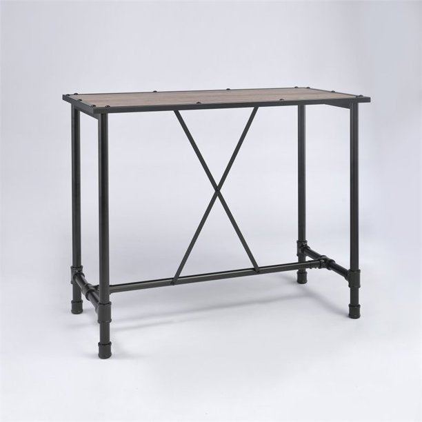 ACME Industrial Style Caitlin Bar Table, Rustic Oak and Black