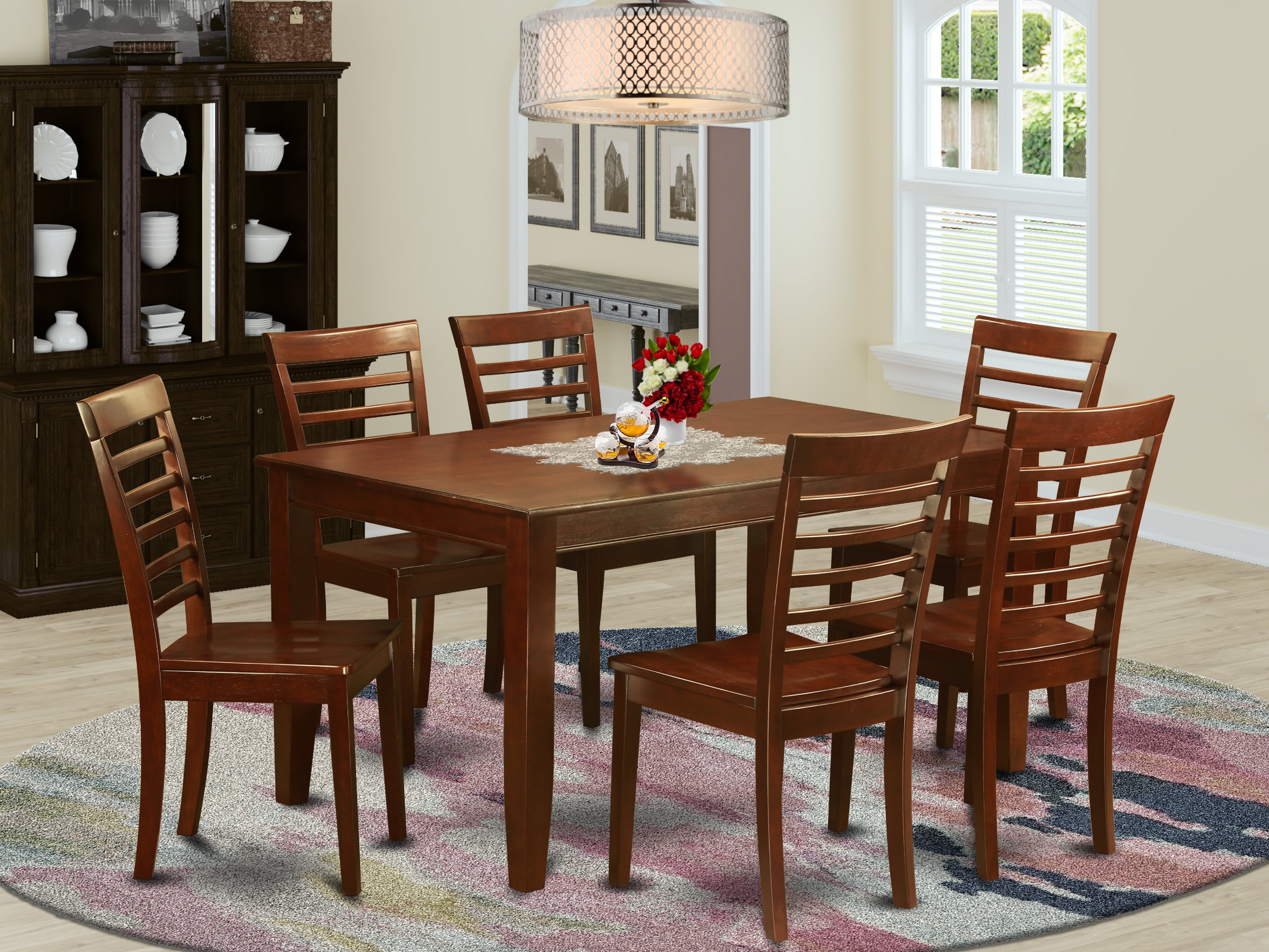 DUML7-MAH-W 7 PC Dining set-Dining Table with 6 Dining Chairs