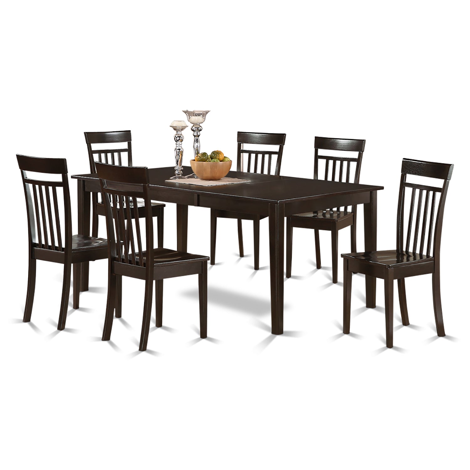HECA7-CAP-W 7 PC Dining room set-Table with Leaf together with 6 Dining Chairs.