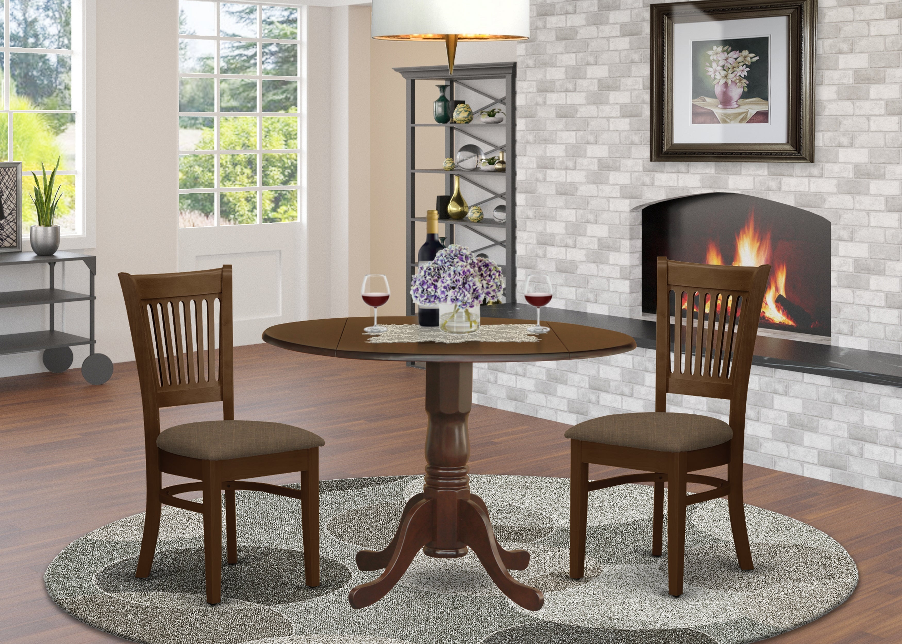 DLVA3-ESP-C 3 Pc2-drop-leaf Dining Table and 2 Dining Chairs