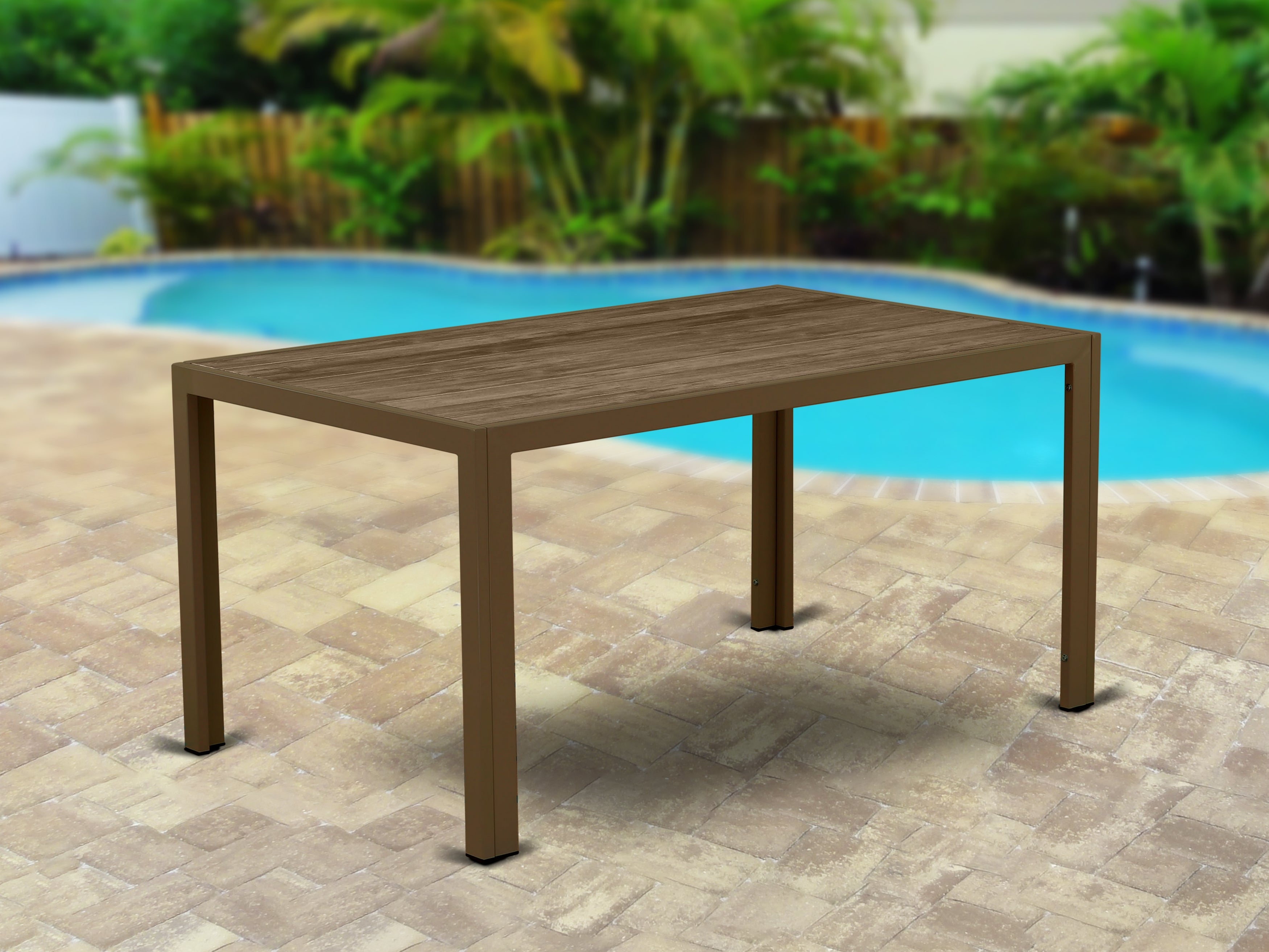 JULTW02 JUBI PATIO TABLE WITH GLASS TOP, BROWN WICKER