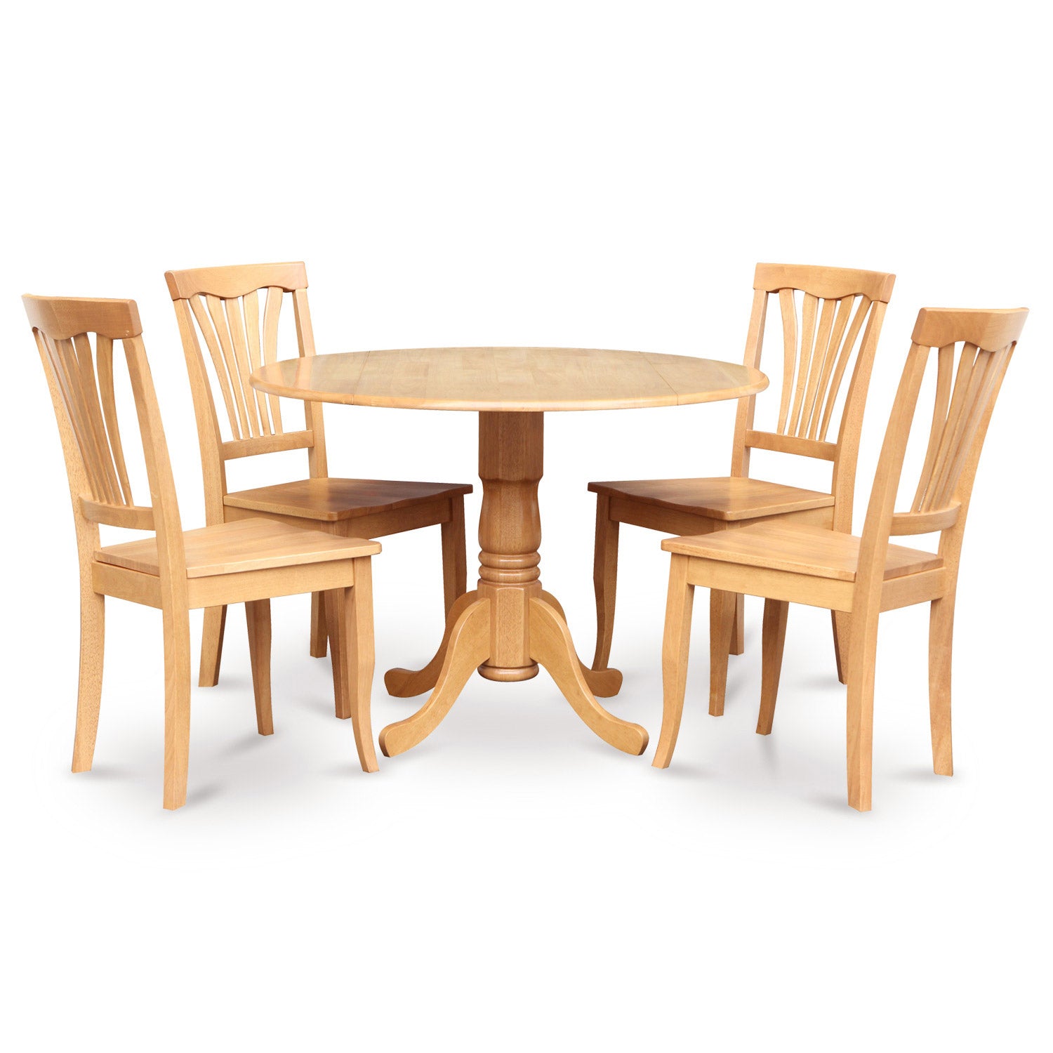 DLAV5-OAK-W 5 PC Kitchen Table set-drop leaf Table and 4 dinette Chairs