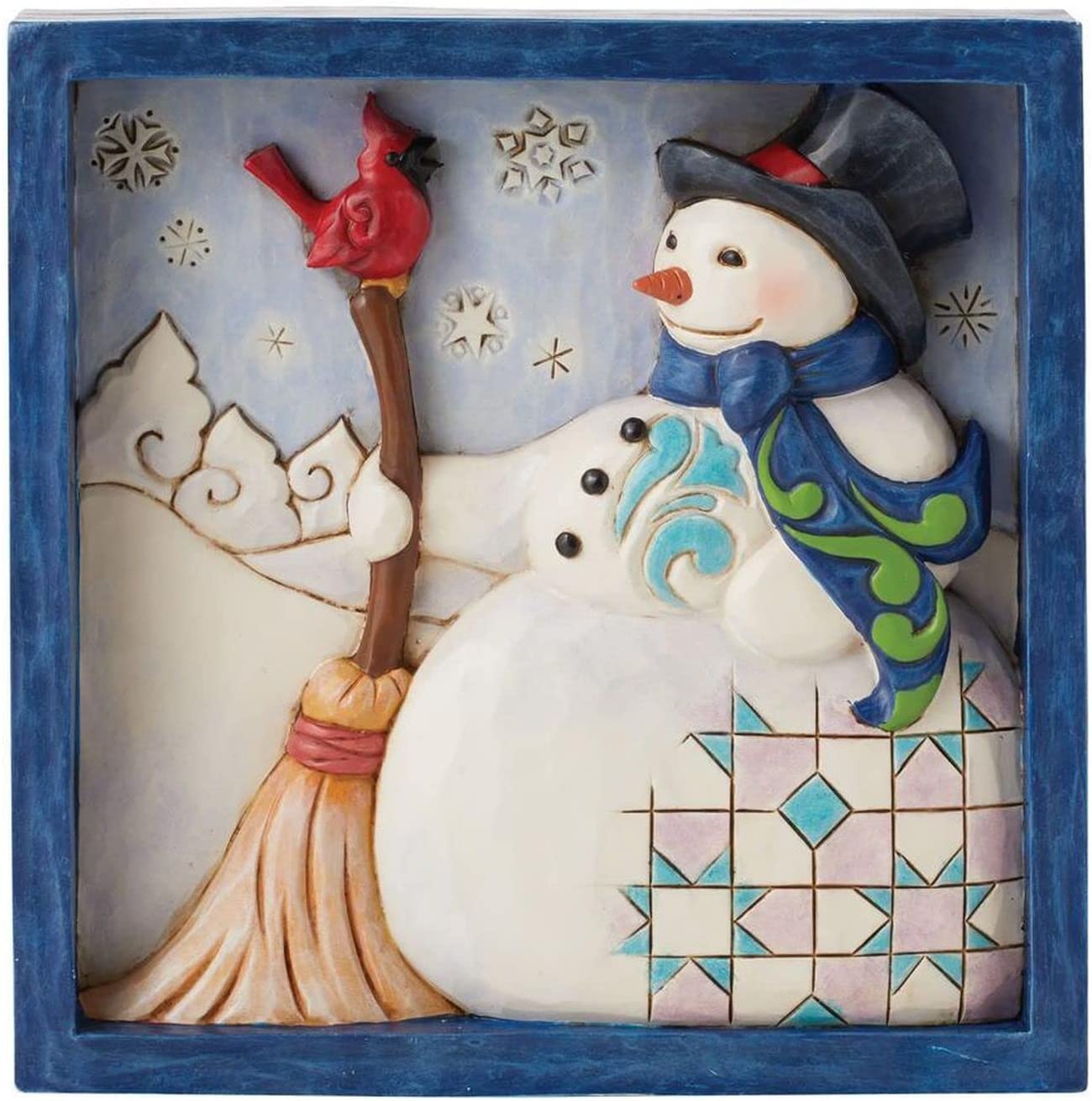 Enesco Jim Shore Heartwood Creek Snowman with Broom Plaque