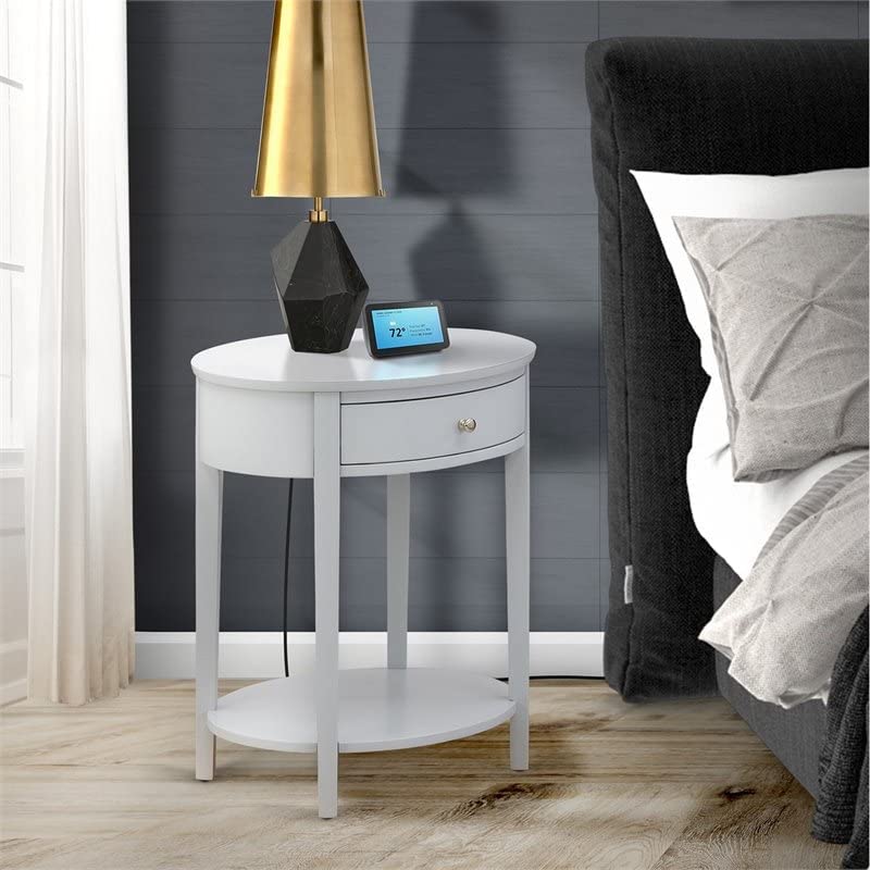 HI-14-ET Solid Wood End Table w/ Drawer Urban Gray Finish