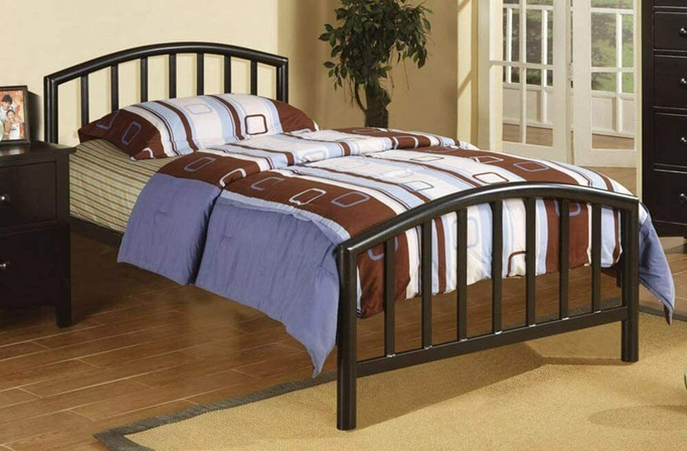 Platform Twin Size Slat Design Metal Bed in Espresso Finish