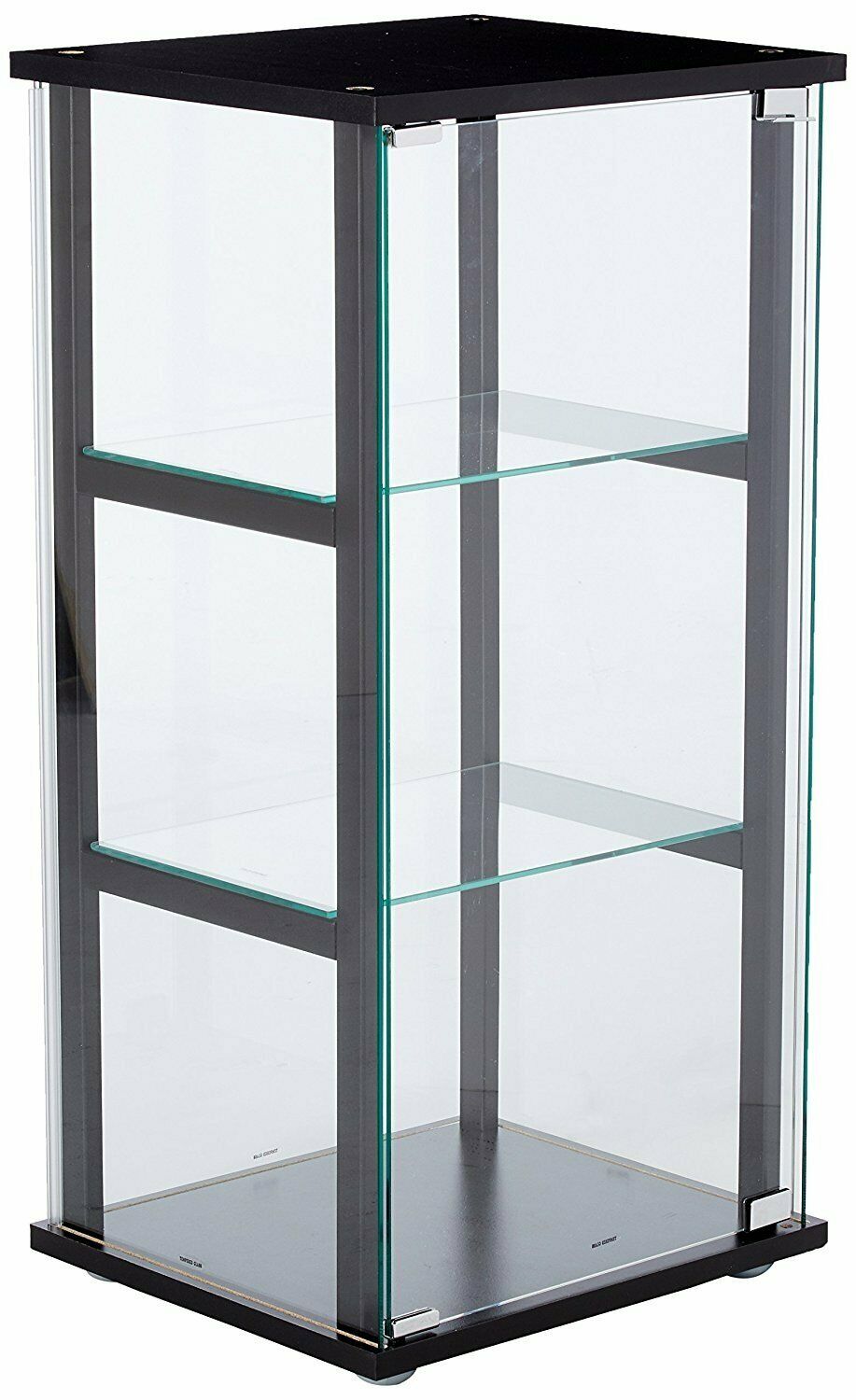 Cyclamen 3-shelf Glass Curio Cabinet Black and Clear