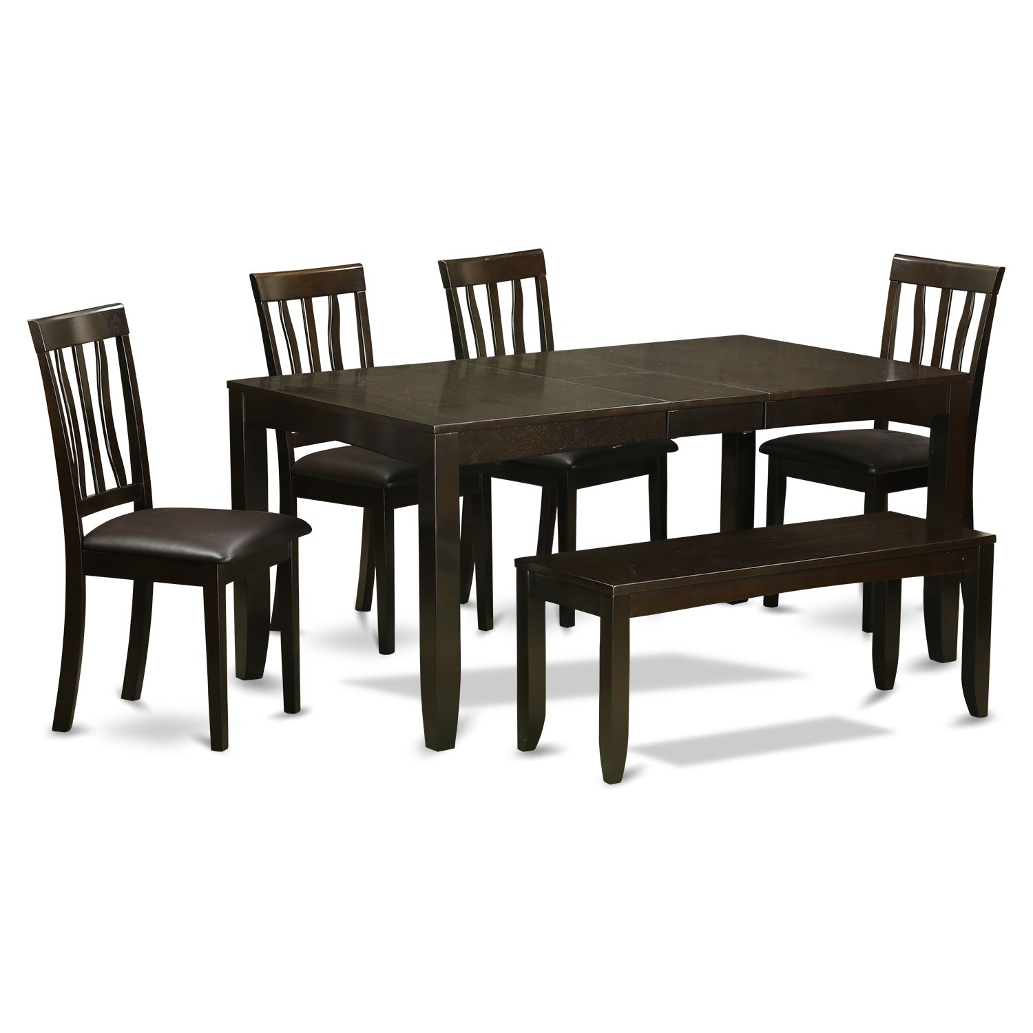 LYAN6-CAP-LC 6-Pc Kitchen Table with bench-Dining Table and 4 Dining Chairs and Bench